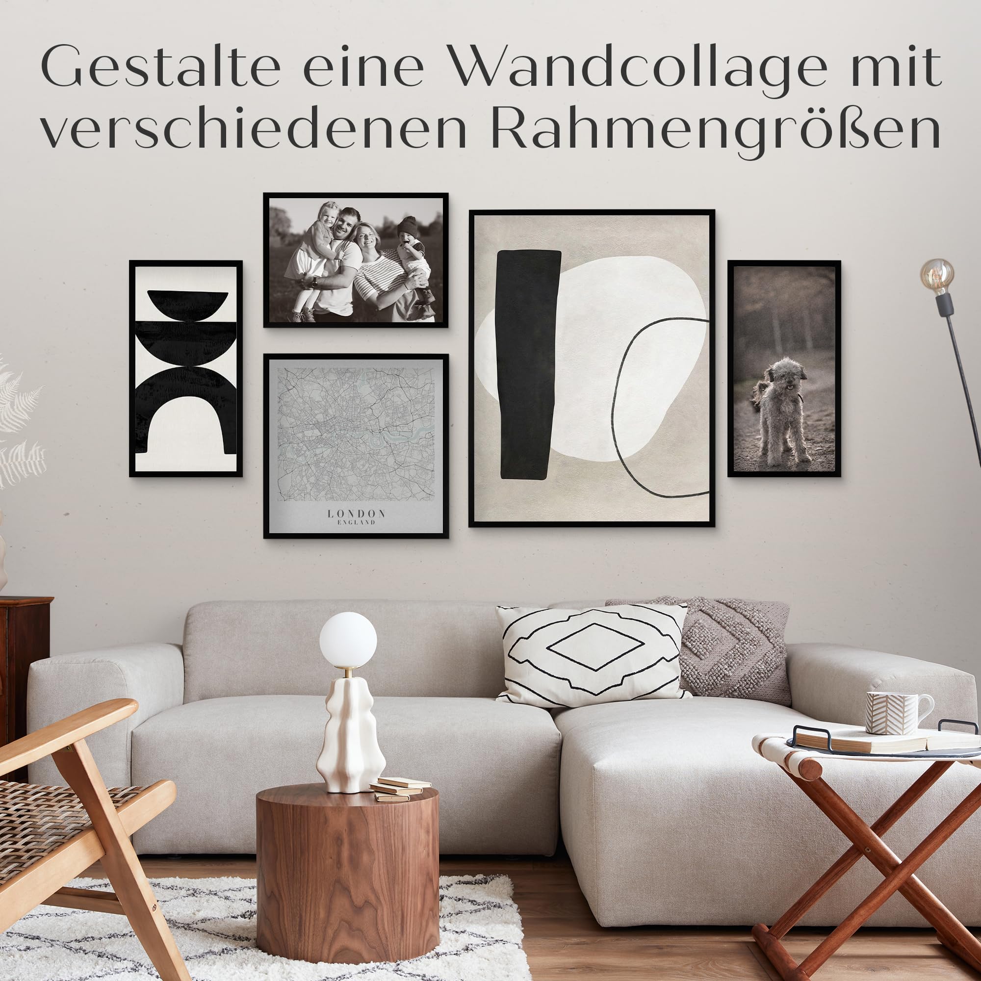 Bilderrahmen 33x98 cm Aluminium mit Acrylglas - Schwarz