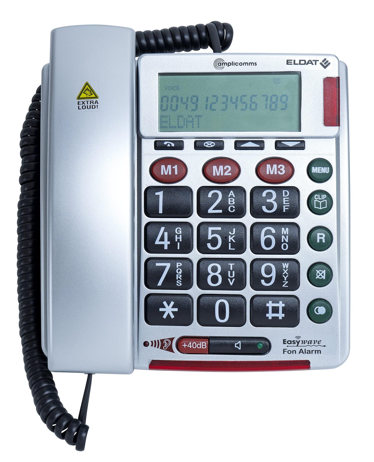 ELDAT Fon Alarm APF: Notruftelefon für Senioren mit Notruf Sender(n); schnurgebundenes Festnetztelefon mit Notrufknopf; Hausnotruf Seniorentelefon