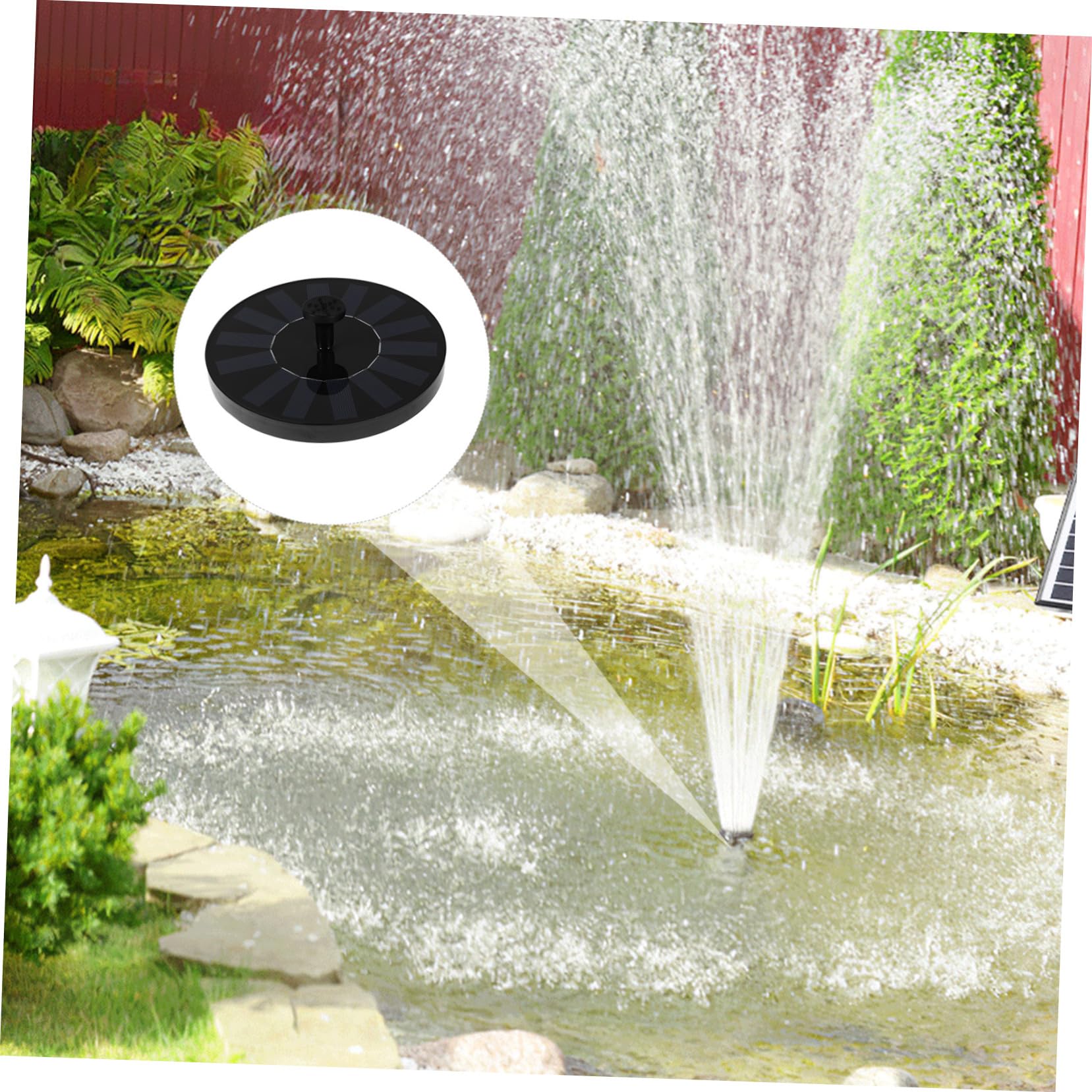 ibasenice Solarbrunnenpumpe mit Solarpanel Wasserfontäne Schwimmend für Vogelbad und Garten Einfache Installation 150L/H 45cm Wasserhöhe