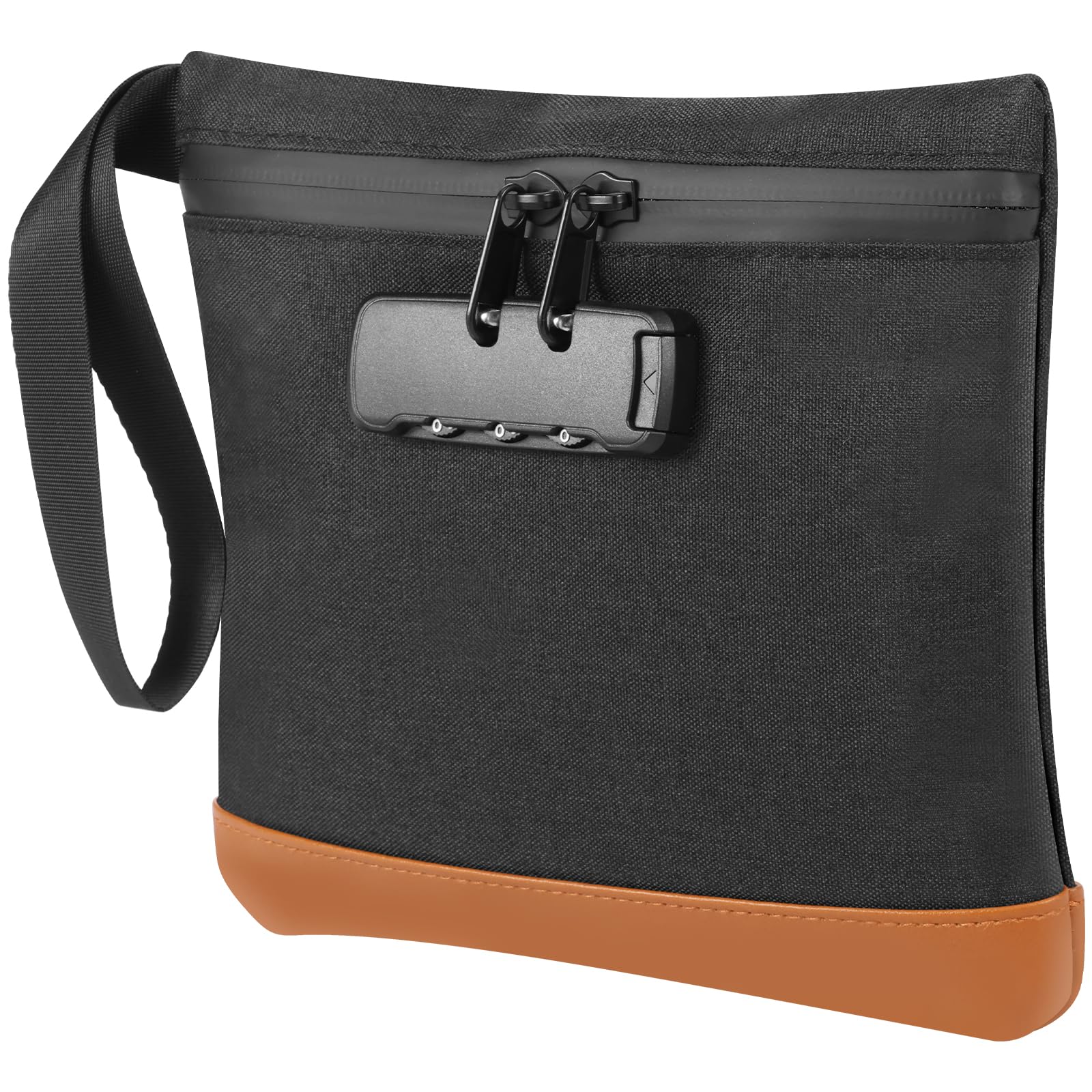 Shaojian Black Carbon Lined Smell Proof Bag With Combination Lock 20X18.8x1.4cm Waterproof And Tear Resistant Oxford Cloth Odor Proof Bag With Zipper Lockable For Phone Wallet Cash(Black)