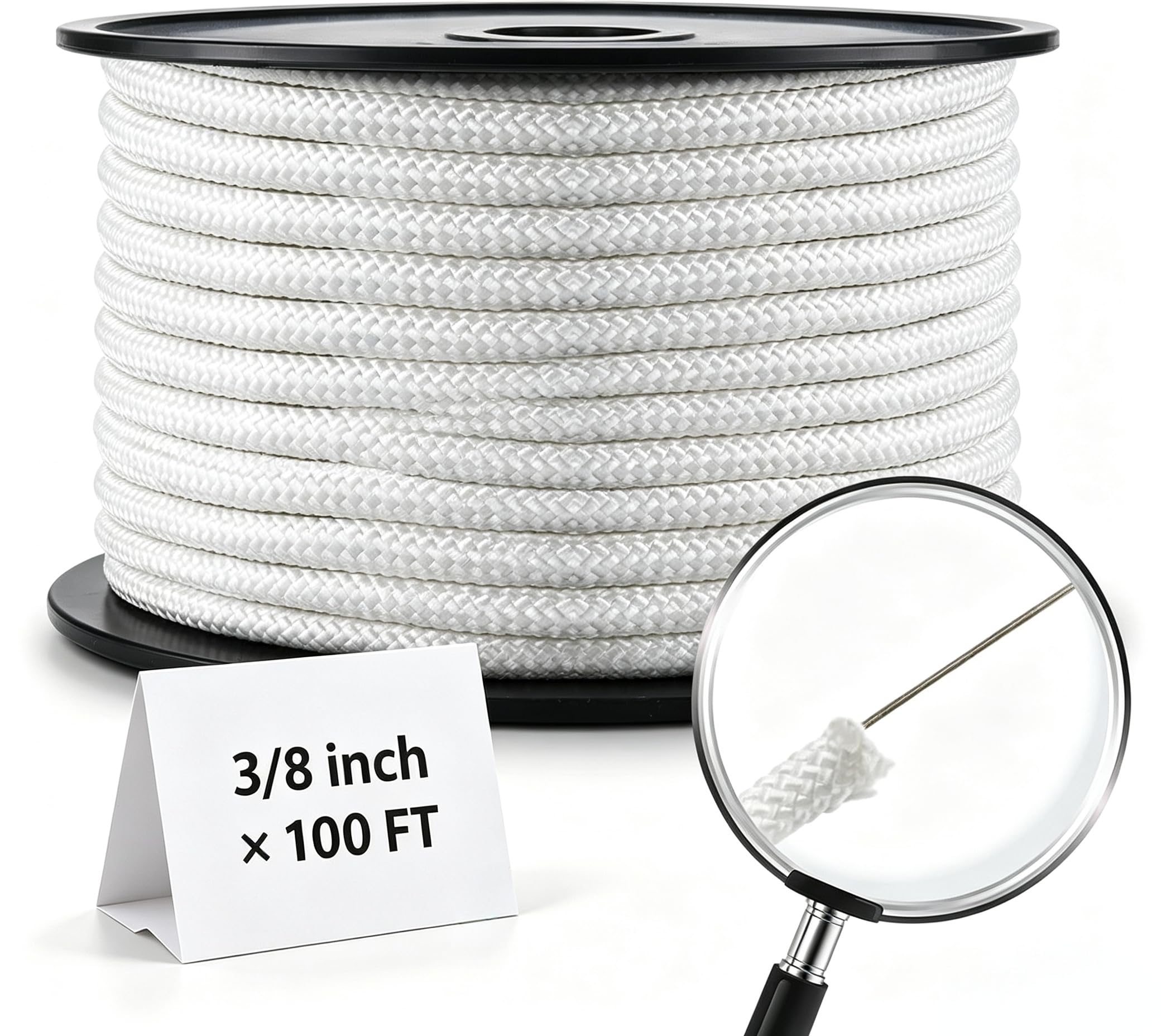 Artilife Flag Pole Rope,3/8" Wire Center Flagpole Rope,Braided Polyester Line with Steel Center Marine Grade (3/8" x 100ft)