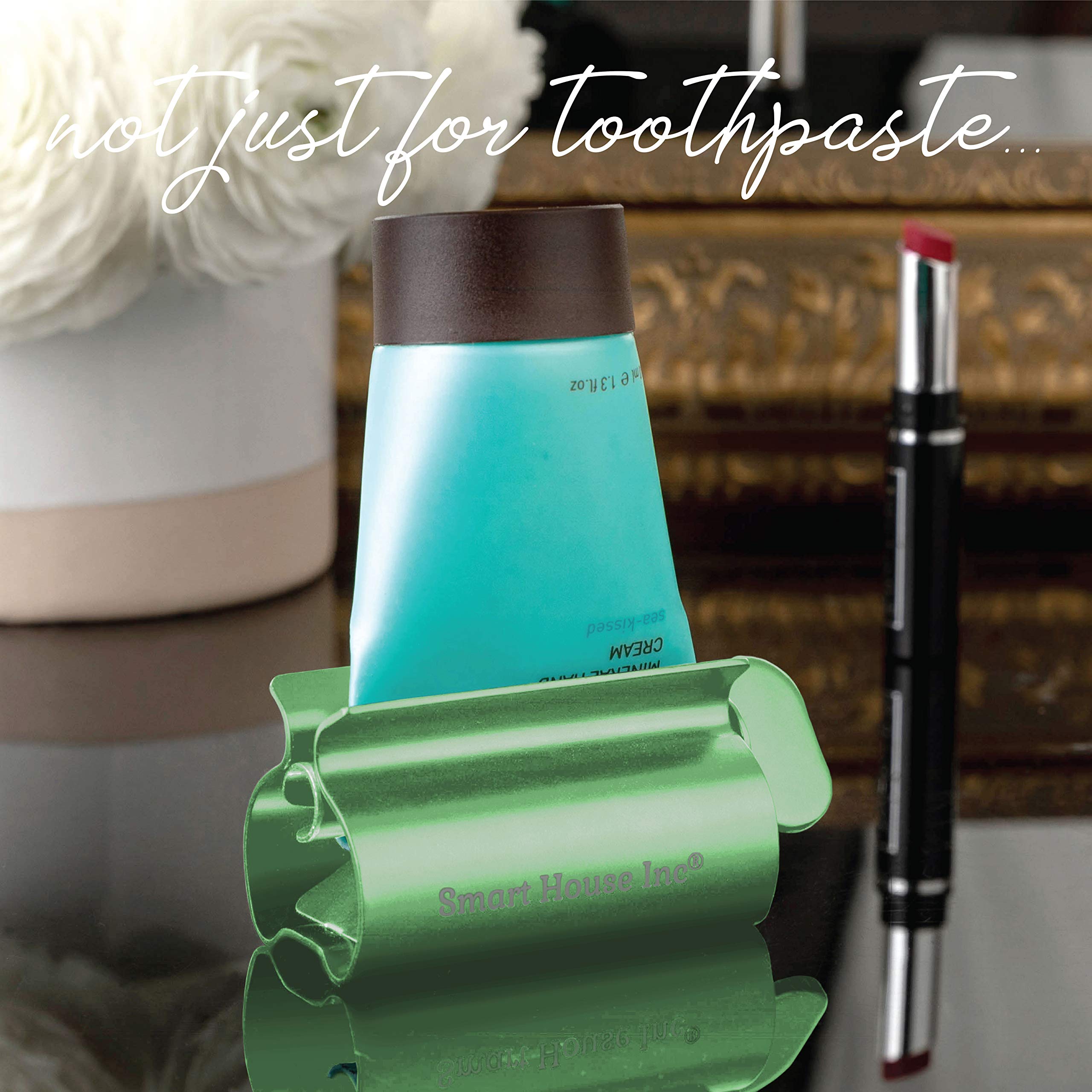 Rodillo de tubo exprimidor de pasta de dientes Rodillos exprimidores de tubo de acero inoxidable, ahorra pasta de dientes, cremas, pone fin a los desperdicios, simple y práctico (verde)