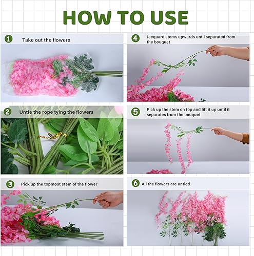 Miniatura 6 de PTRBTY&HISDE Flores colgantes de glicina, flores colgantes, glicinia, flores colgantes falsas, flores colgantes para decoración, boda, jardín,