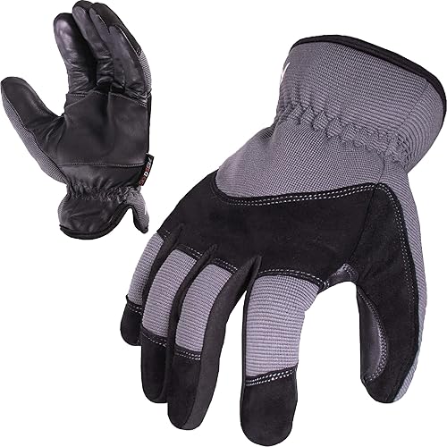 Miniatura 7 de SKYDEER - Guantes de trabajo para invierno de alto rendimiento con cuero auténtico duradero (SD2240T, aislamiento polar cálido)
