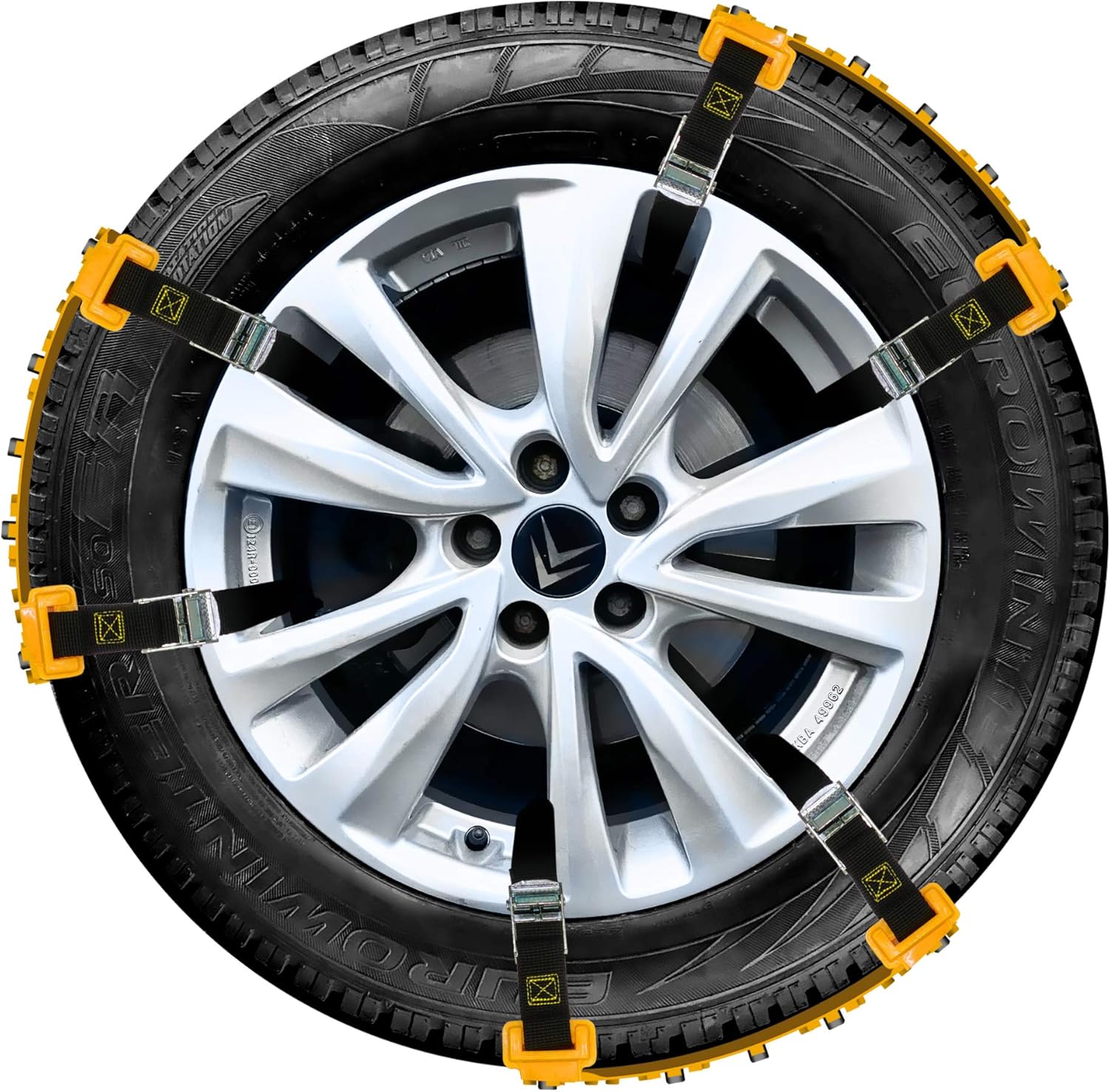 VViViD Heavy Duty Snow Chain Set of 6 for 2 Wheels with Application tool, Work Gloves and Free Carry-Bag for Passenger Cars, Light Trucks, SUV, ATV Adjustable, Anti-Skid Steel Studs, Tough Traction