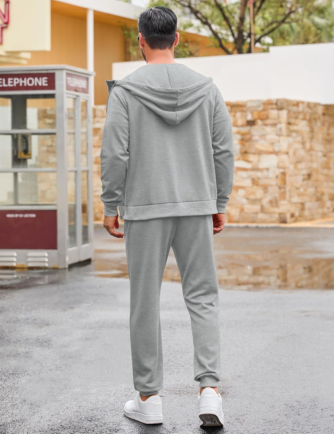 LecGee Men's Fleece Tracksuits 2 Piece Outfits Long Sleeve Full Zip Hoodie and Sweatpants Jogging Suits Sets for Men - Image 3