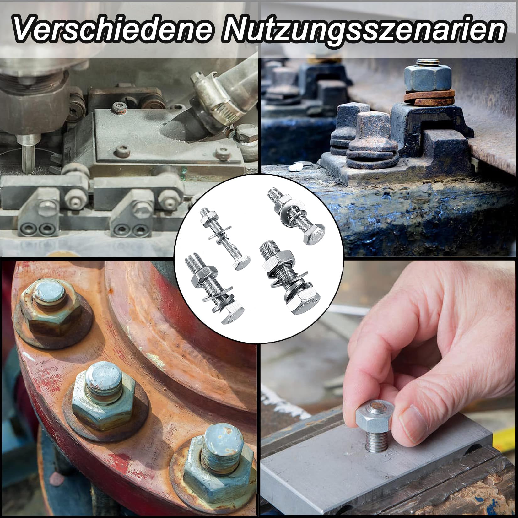Viti Bulloni e Dadi a Testa Esagonale, 520 Pezzi M3 M4 M5 M6 viti Bulloni e dadi e Rondelle Set, Kit Viti Testa Esagonale in Acciaio Inox, Set di Vitis Filettate con Dadi e Rondelle