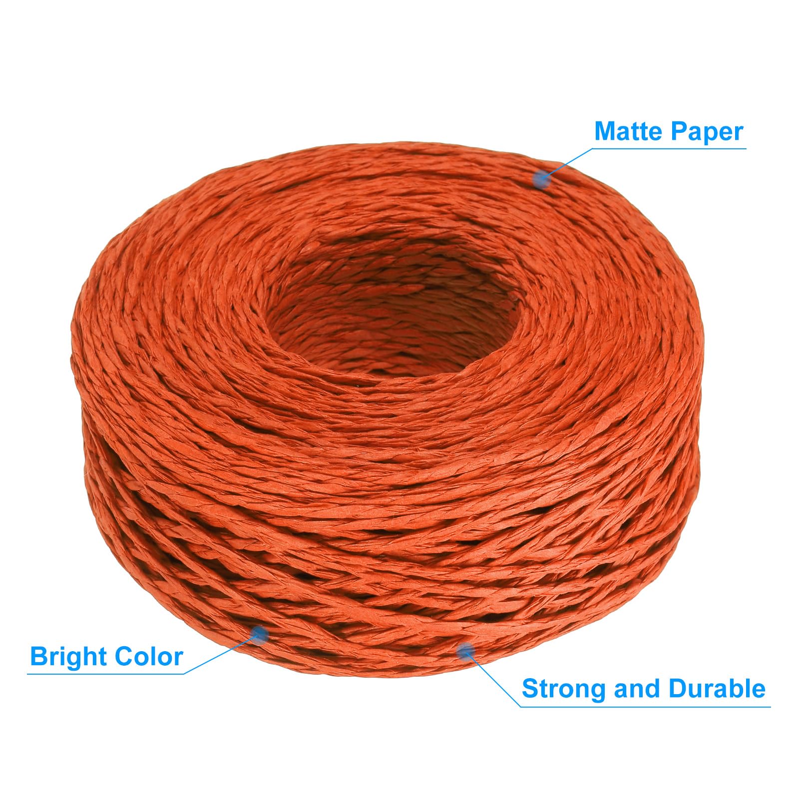 PATIKIL 328 Feet Raffia Ribbon, Raffia Yarn Paper Rope Twine String for Crochet Bags Craft Festival Gifts Bouquets Wrapping, Orange - Image 3