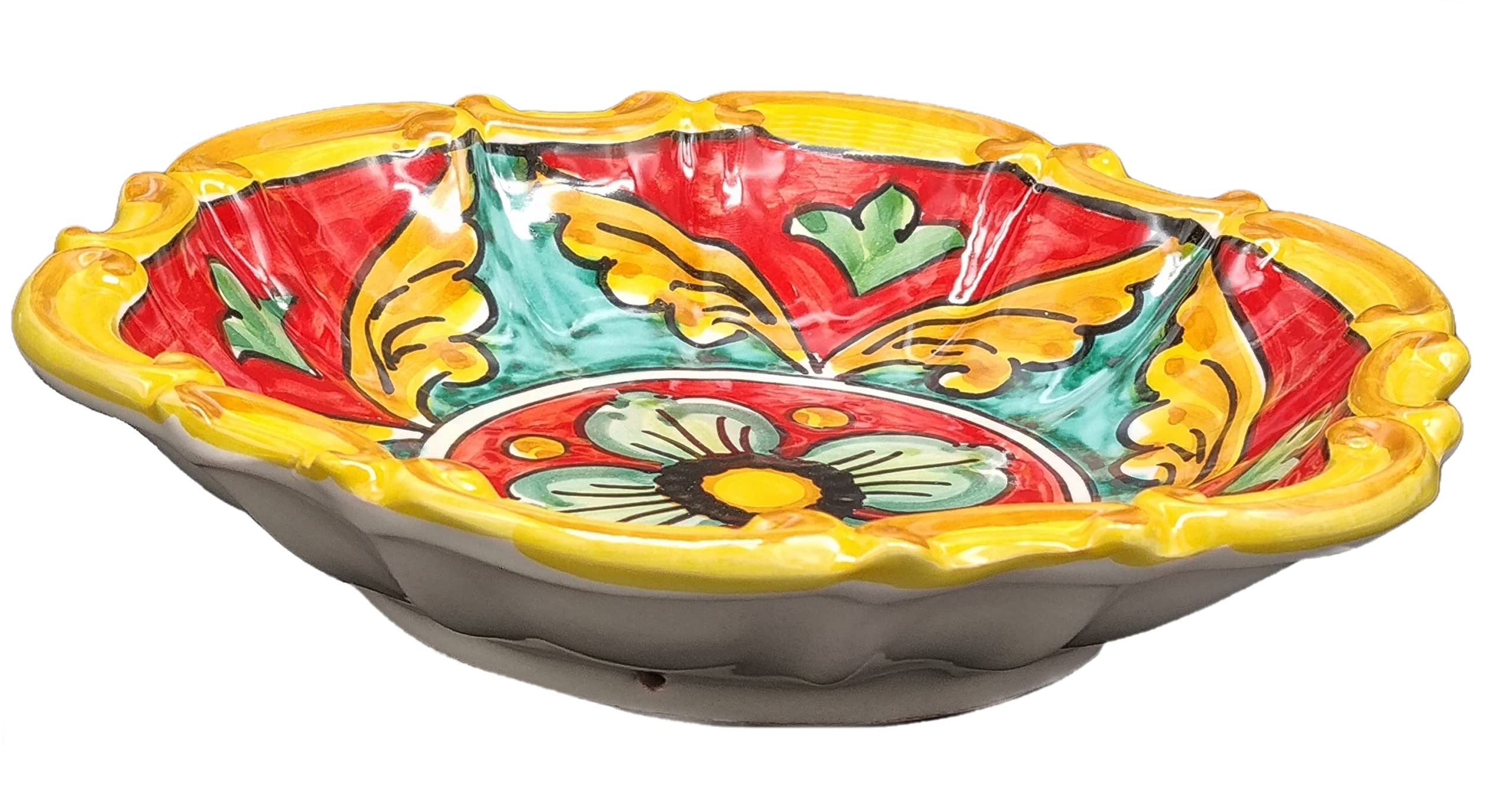 Piatto In Ceramica Siciliana Dipinto A Mano | Maiolica Su Sfondo Blu - Diametro 20cm - Foto 7