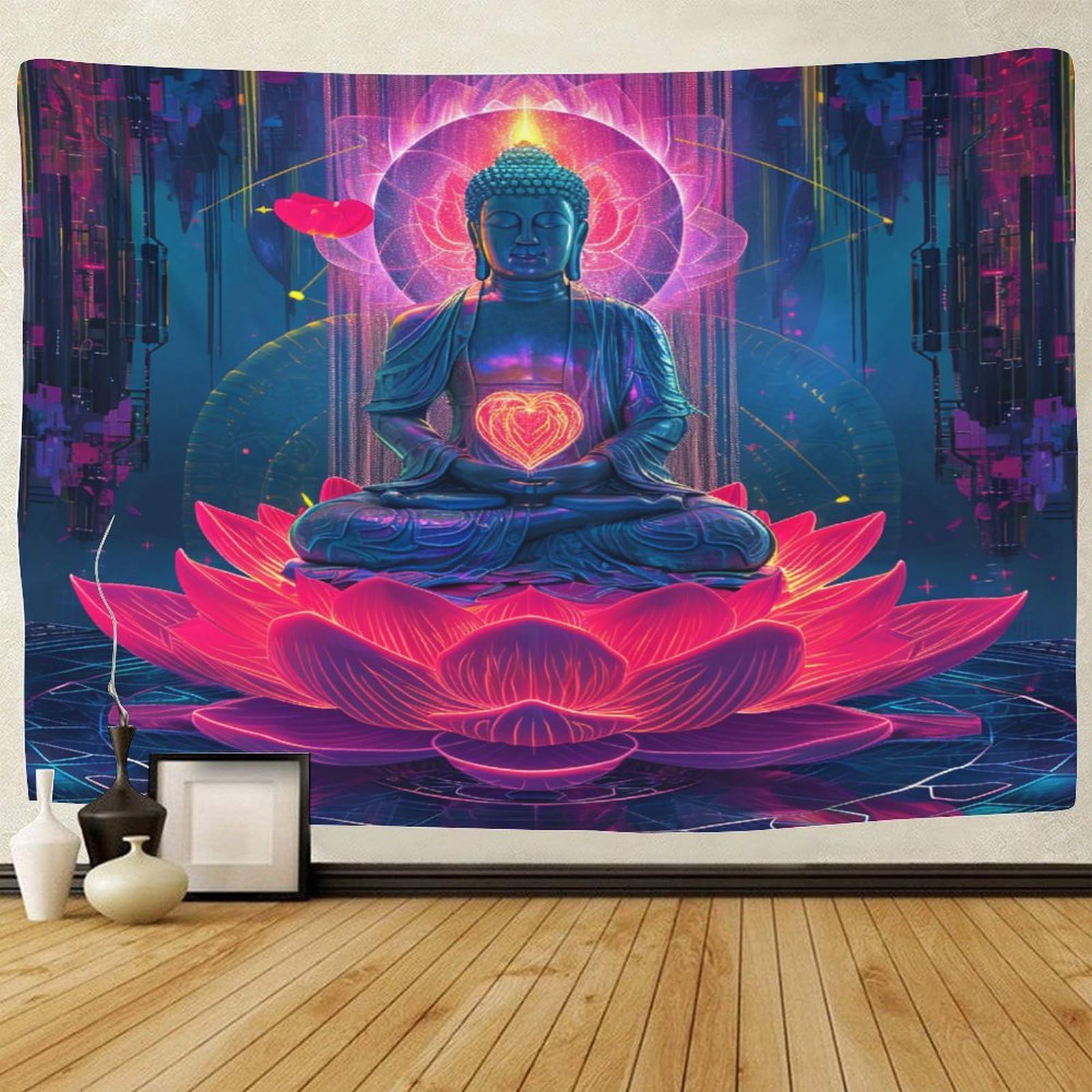 OCANUVREL Buddha Stampa 3D Arazzo Da Parete Poster Ornamento ﻿Arte Murale Tapestry Accessori Divisori Arazzo Per Camera Da Letto, Soggiorno, Dormitorio E Camera Da Letto 150cmx200cm