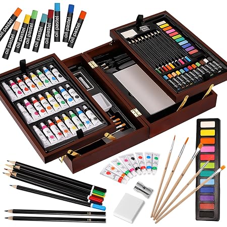 Amazon.com : KINSPORY 168-Pack Art Supplies, Deluxe Wooden Art Set ...