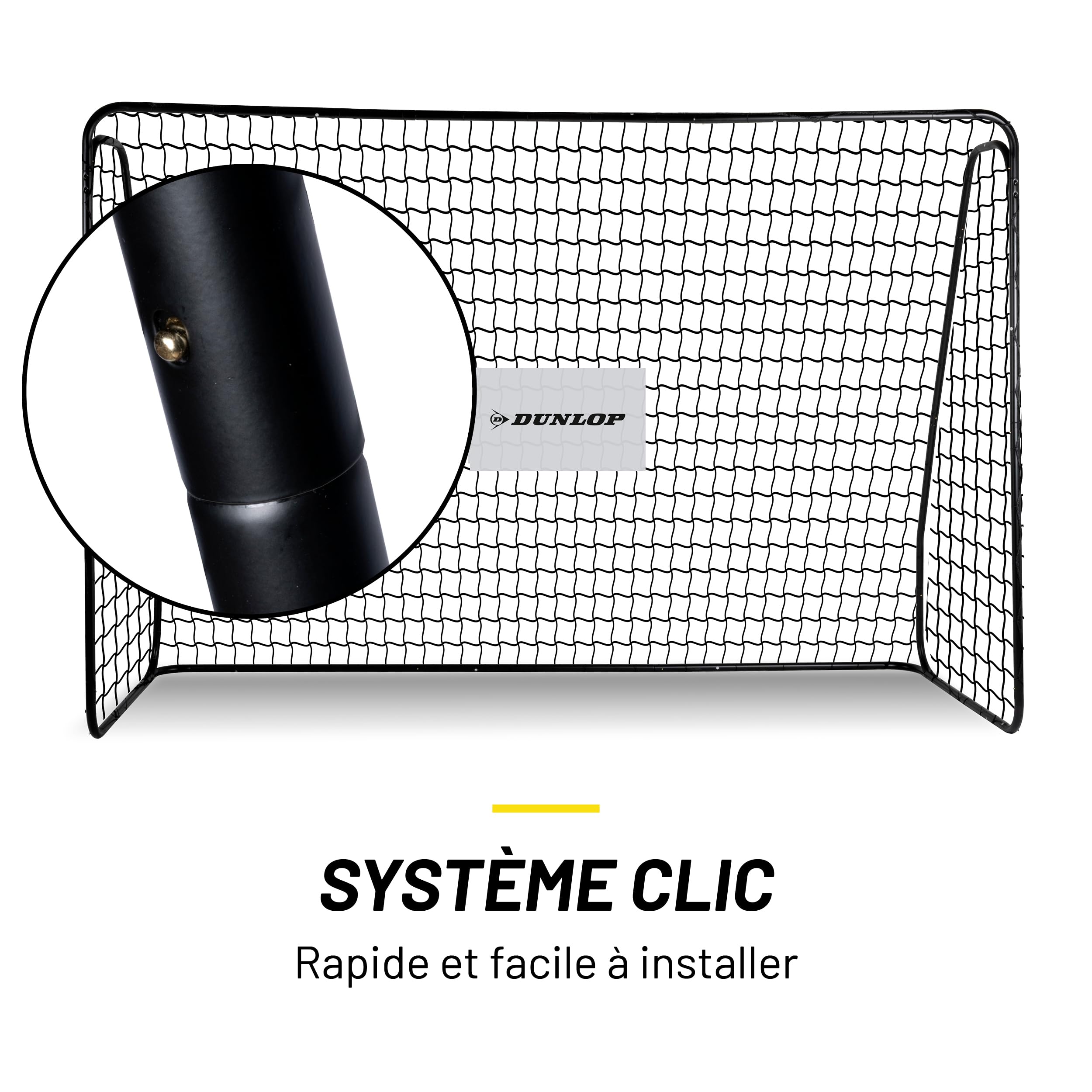 Dunlop Fußballtor - 240 x 160 x 85 cm - Metall - Fußballtrainingszubehör für Alle Altersgruppen - Einfache Montage - Schwarz/Rot