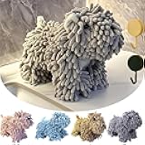 Fuzzy Ball Hand Towel,Chenille Hand Towel Dog,Soft and Super Absorbent Puppy Towel,Can be Hung/Stood,for Bathroom/Kitchen Countertops. (Grey)