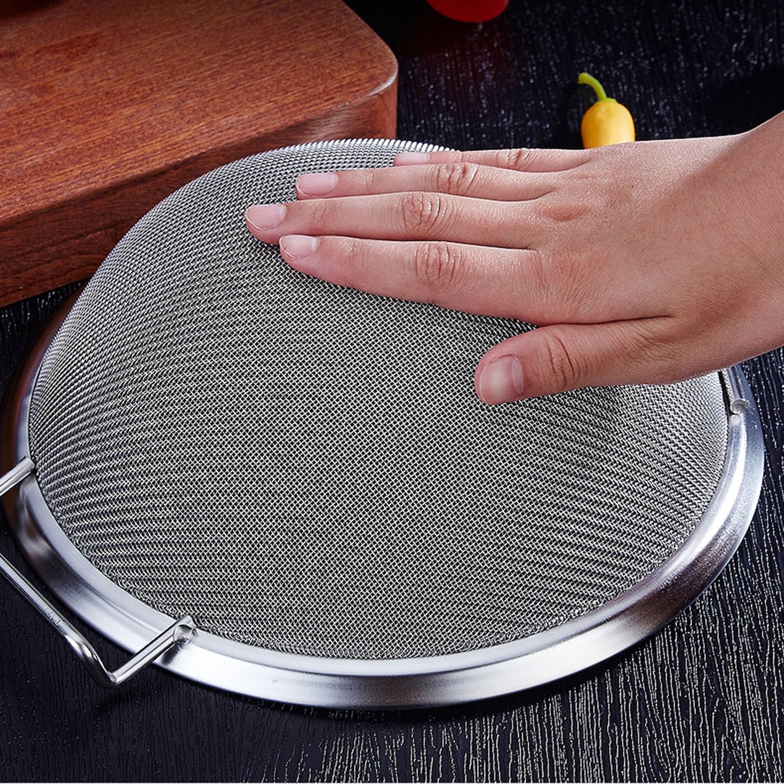 Cuchara coladora de acero inoxidable, cuchara de malla fina, colador de malla fina, colador de acero inoxidable, cuchara de freidora, colador de harina de cocina (30,5 cm)