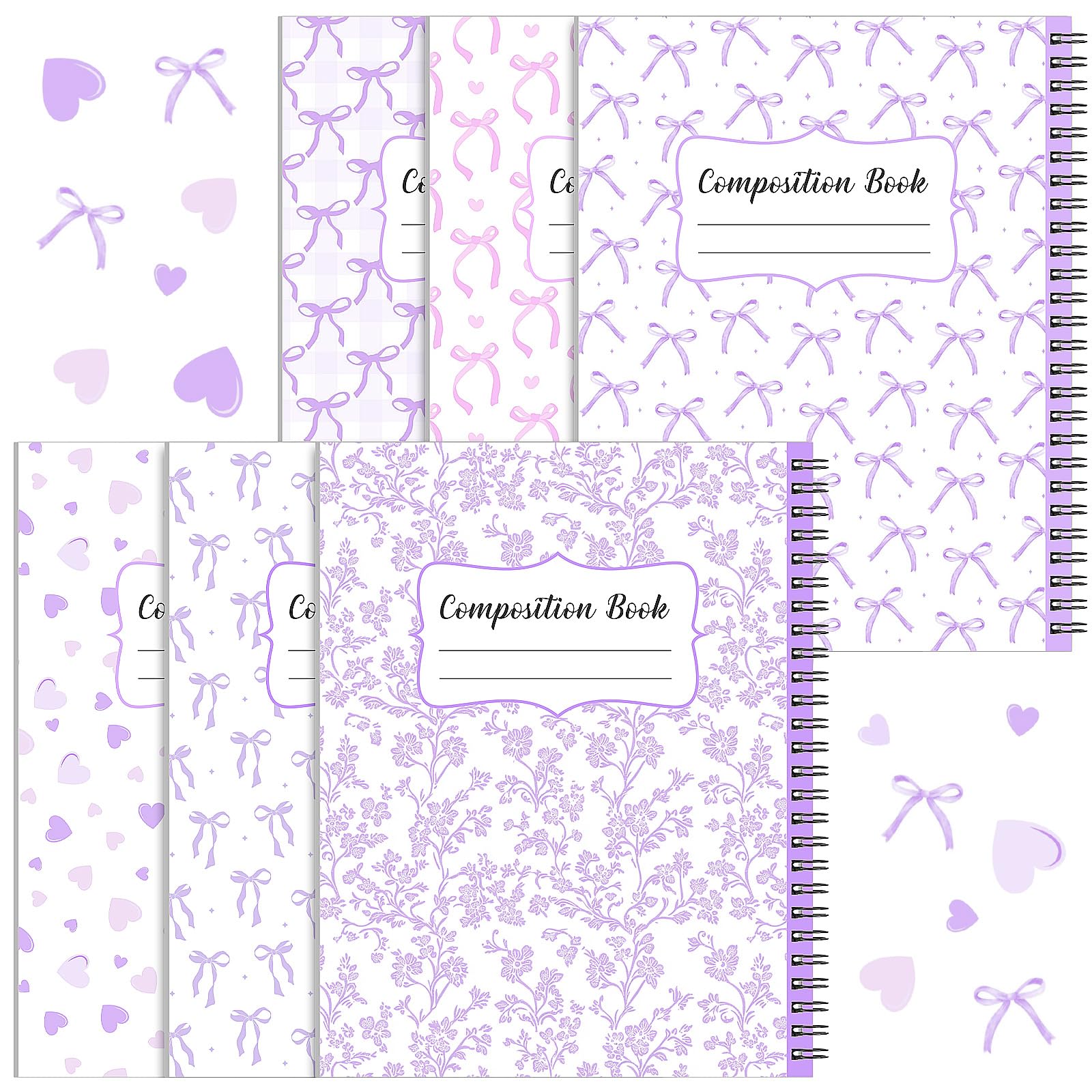 AmazingSpark Lefty Preppy Coquette - Confezione da 6 quaderni, spirale