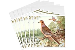 3D Rose Mourning Dove Vintage Bird Art Greeting Cards