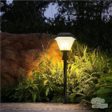 Epyz Solar Pillar & Stake Light Hexagon Shape with 34 LEDs, 2W Solar Panel, 2000mah Battery, 3 Type of Lights, Application for Fence, Garden, Wall, Outdoor (Hexagon, Multicolor)