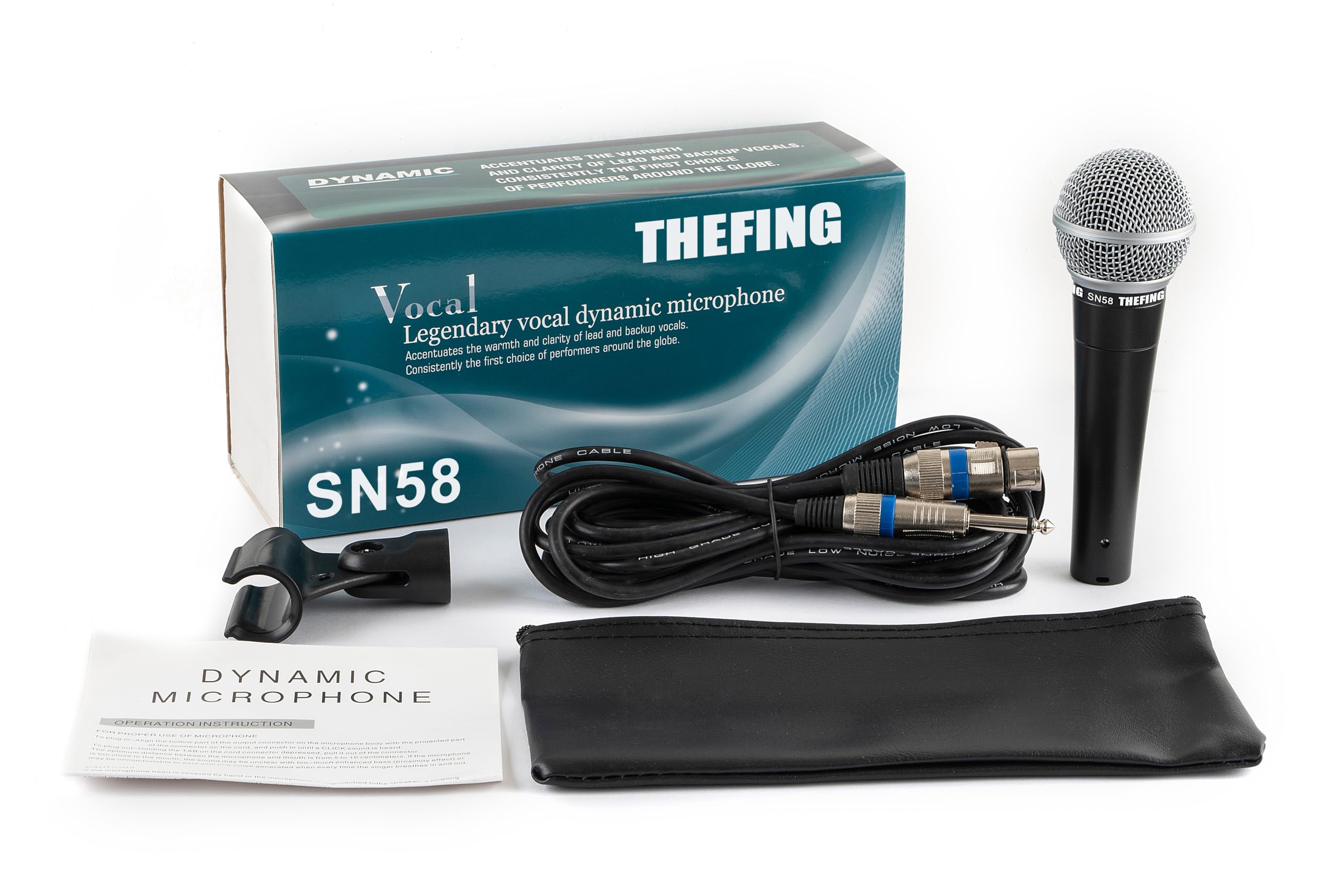 THEFING SN58 Dynamic Vocal Microphone,Includes 16ft XLR Audio