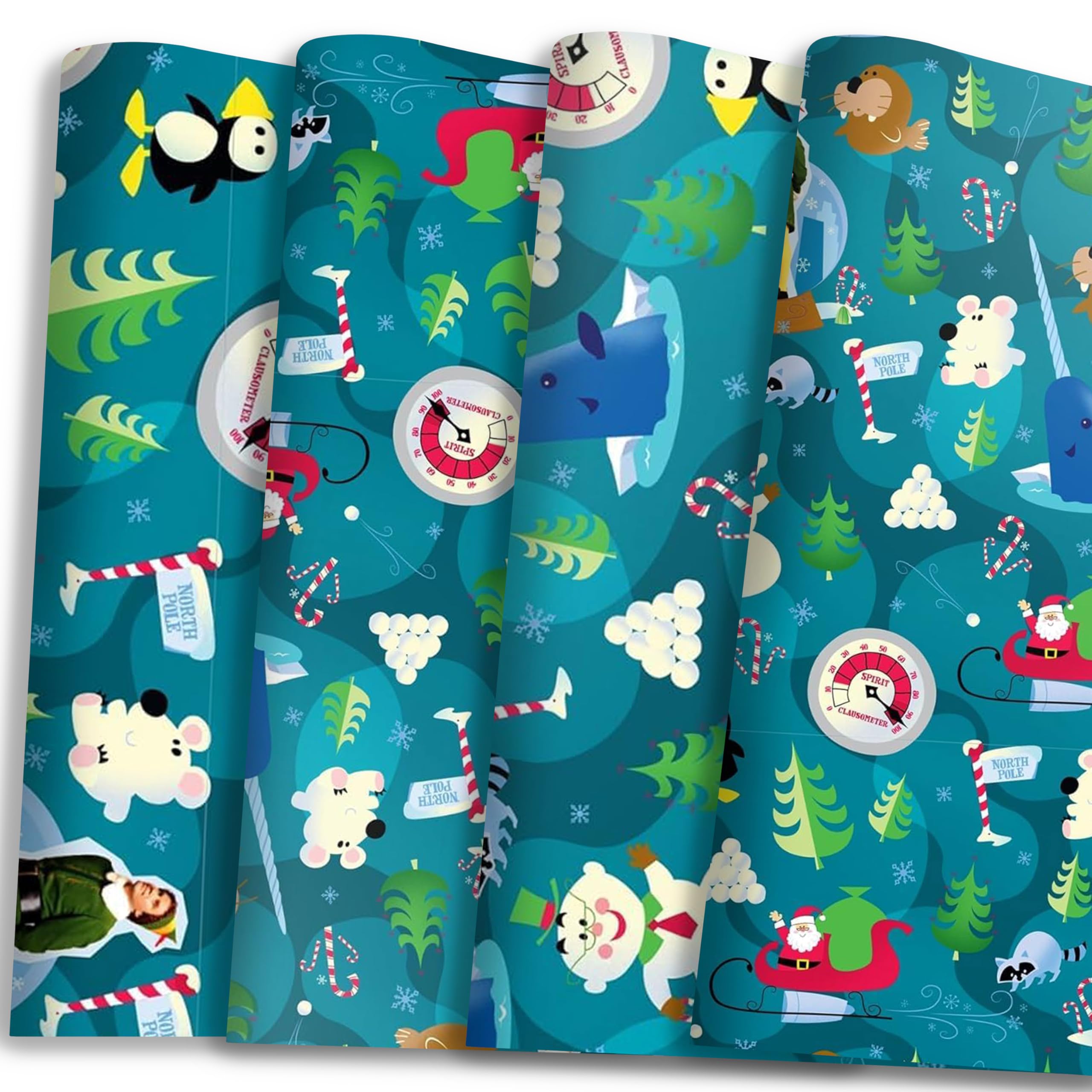 Papier cadeau Noël Buddy l'elfe grand format 50x76 cm lot de 12