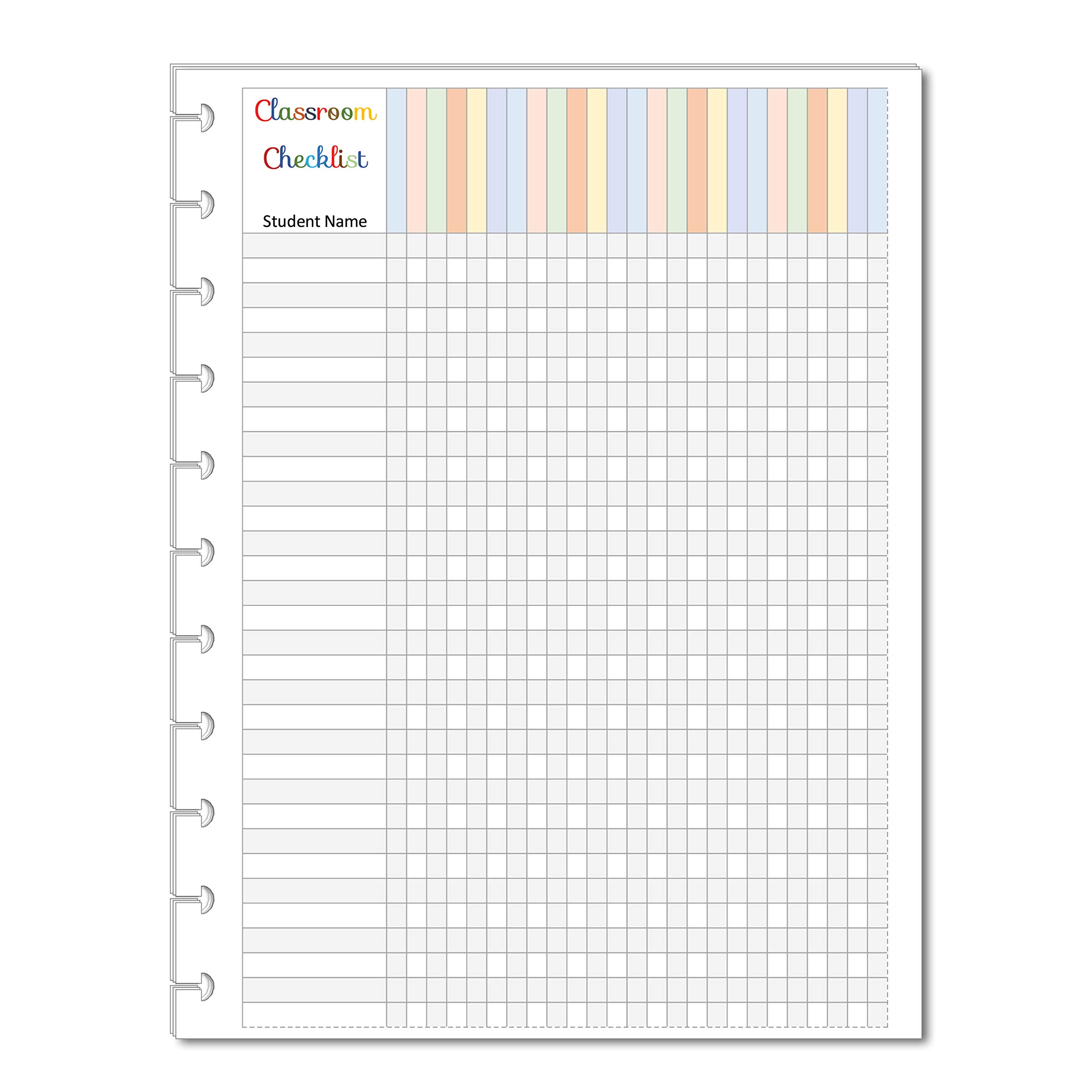 Classroom Checklist Refills for 11-Disc Letter Size Planners, Big Size Teacher Planner Inserts