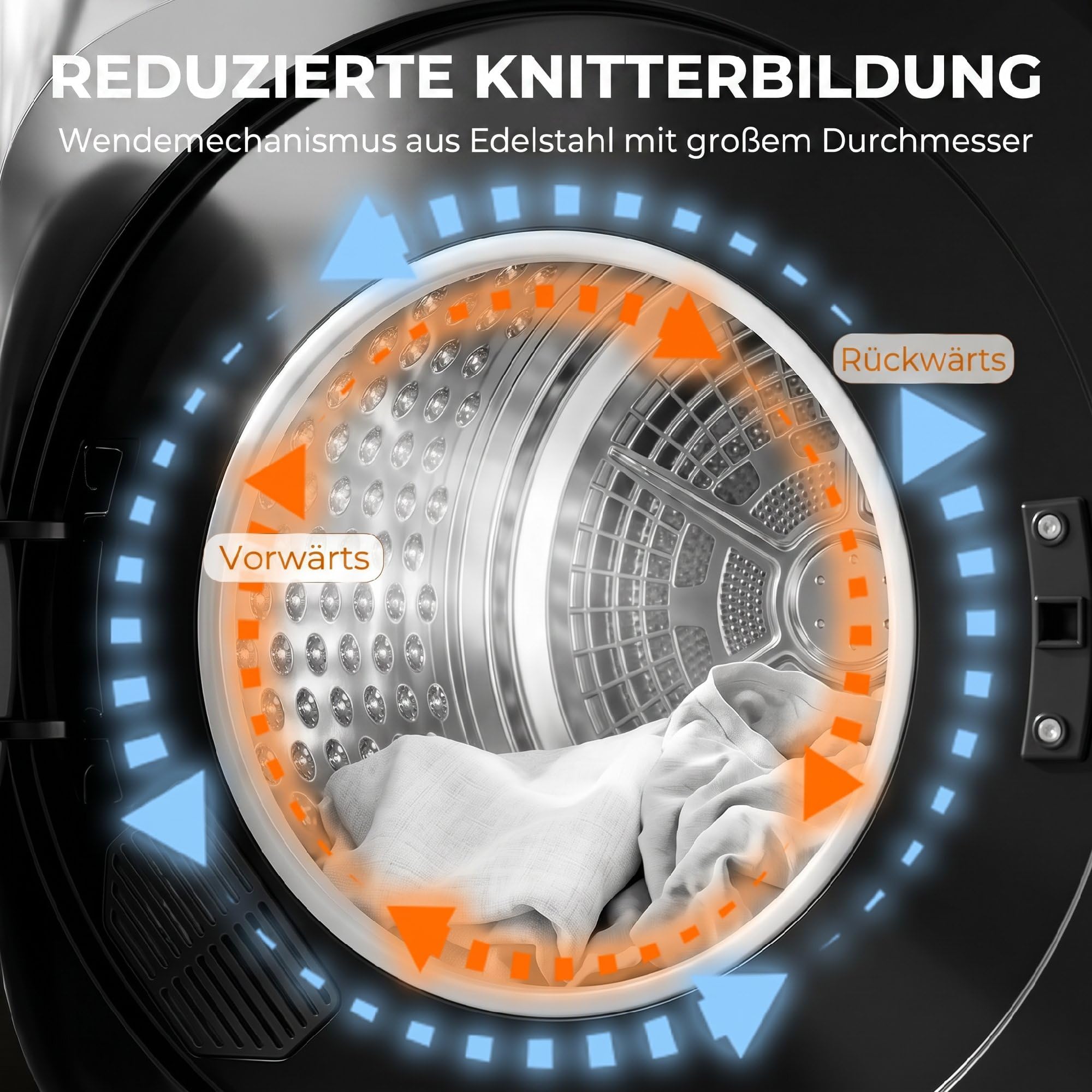 HOMCOM Wäschetrockner 5 kg Mini Ablufttrockner mit 9 Programmen bis zu 60℃, 1000W Trockner mit Knitterschutz, Doppelfilter, LED-Touchscreen, Timer, Kindersicherung für Wohnmobile, Haus, Schwarz