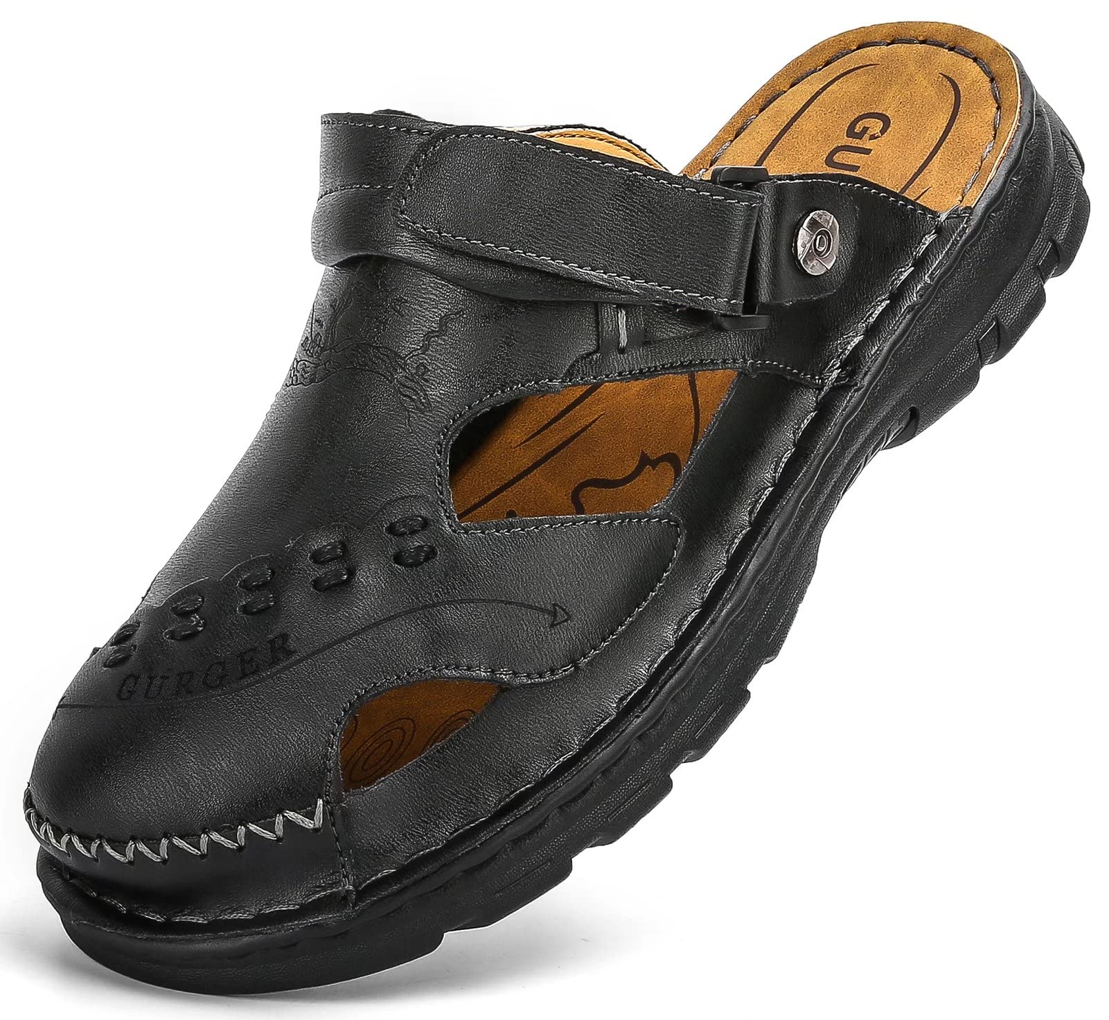 Sandalias Hombre Piel Verano, Punta Cerrada Zuecos Mules