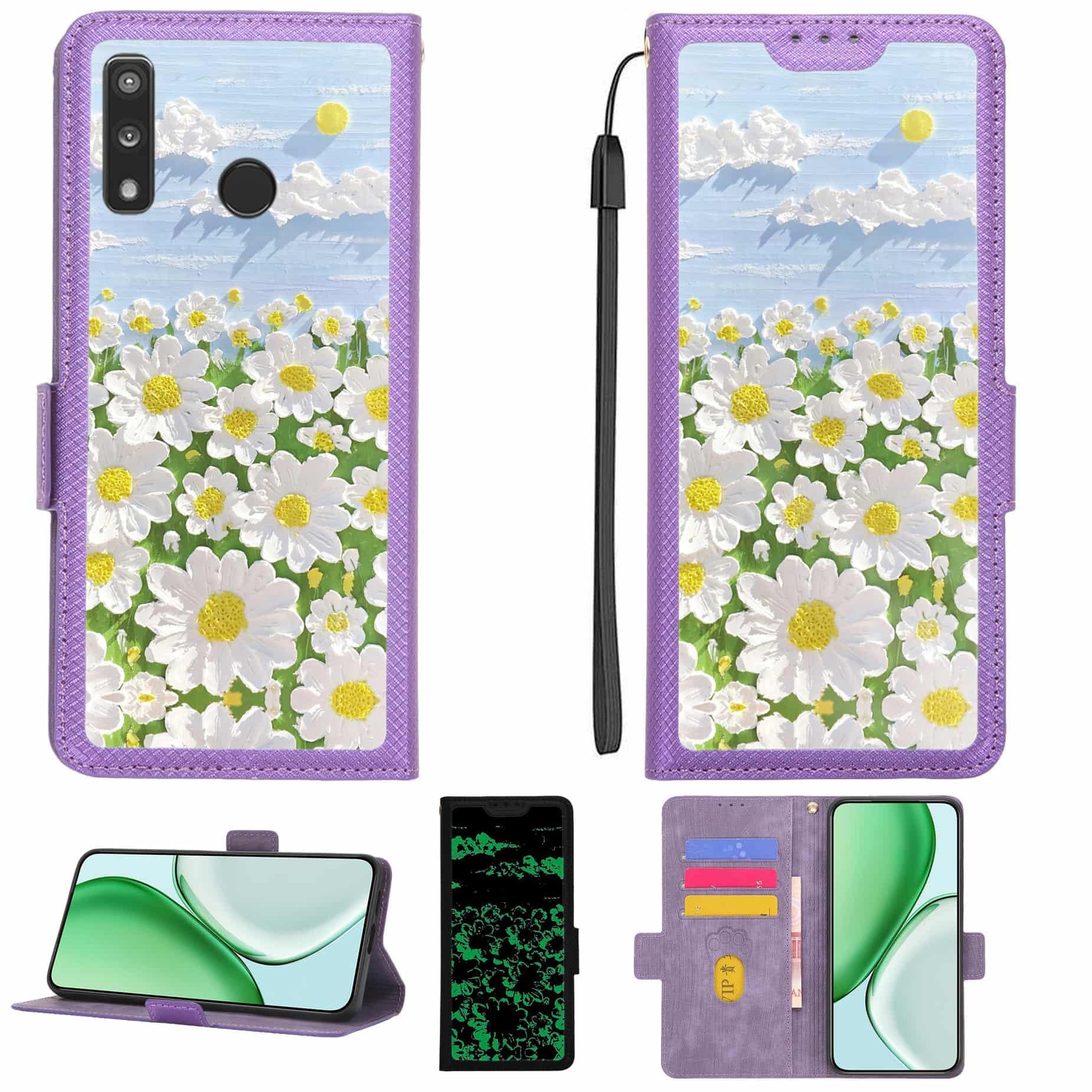 Case Compatible for Teracube Thrive Phone Case Flip Cover [with Tempered Glass Screen Protector][RFID Blocking][Luminous Effect] LPT-CJ