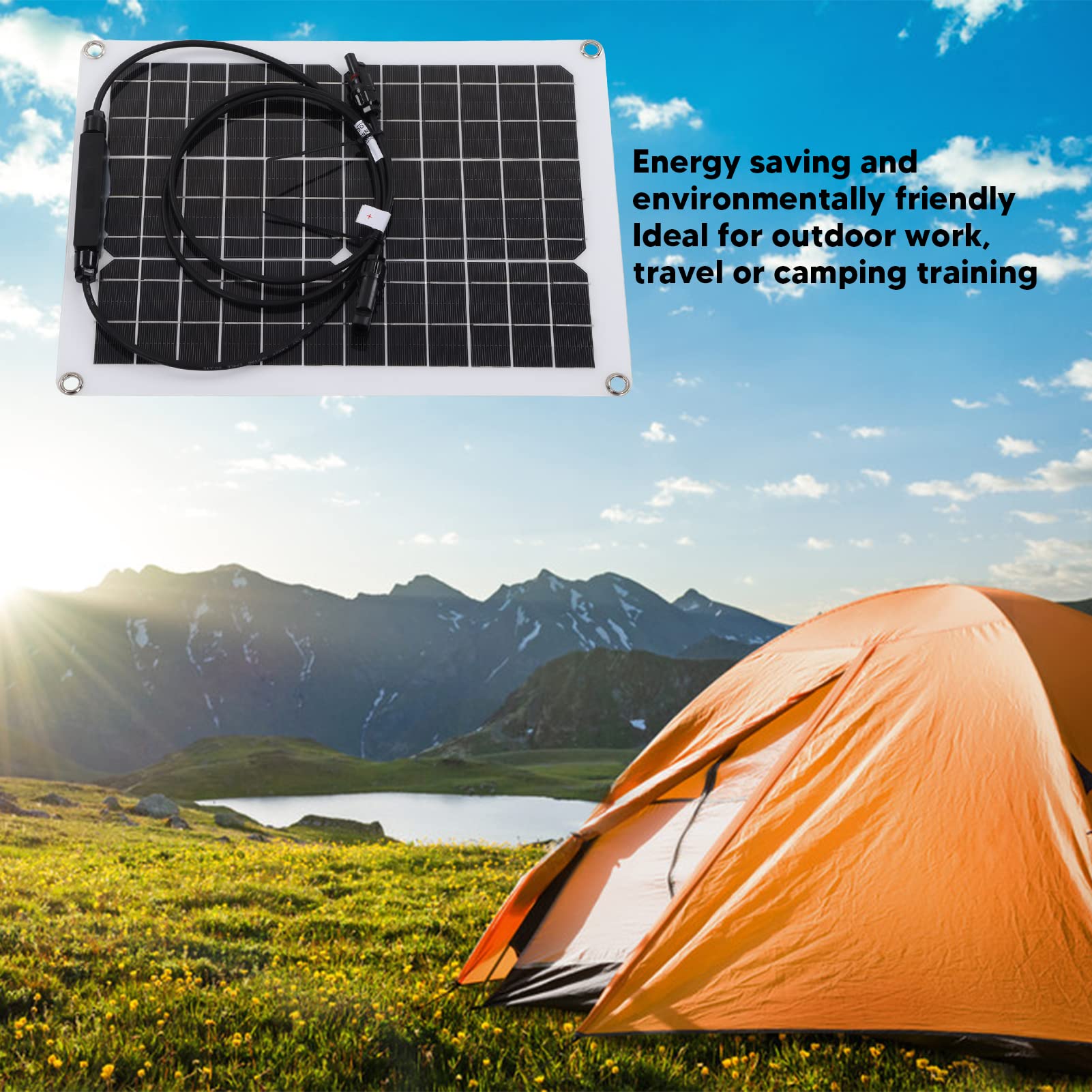 Componenti del fotovoltaico monocristallino flessibile del pannello solare 15W 12V Carica batteria portatile per da campeggio
