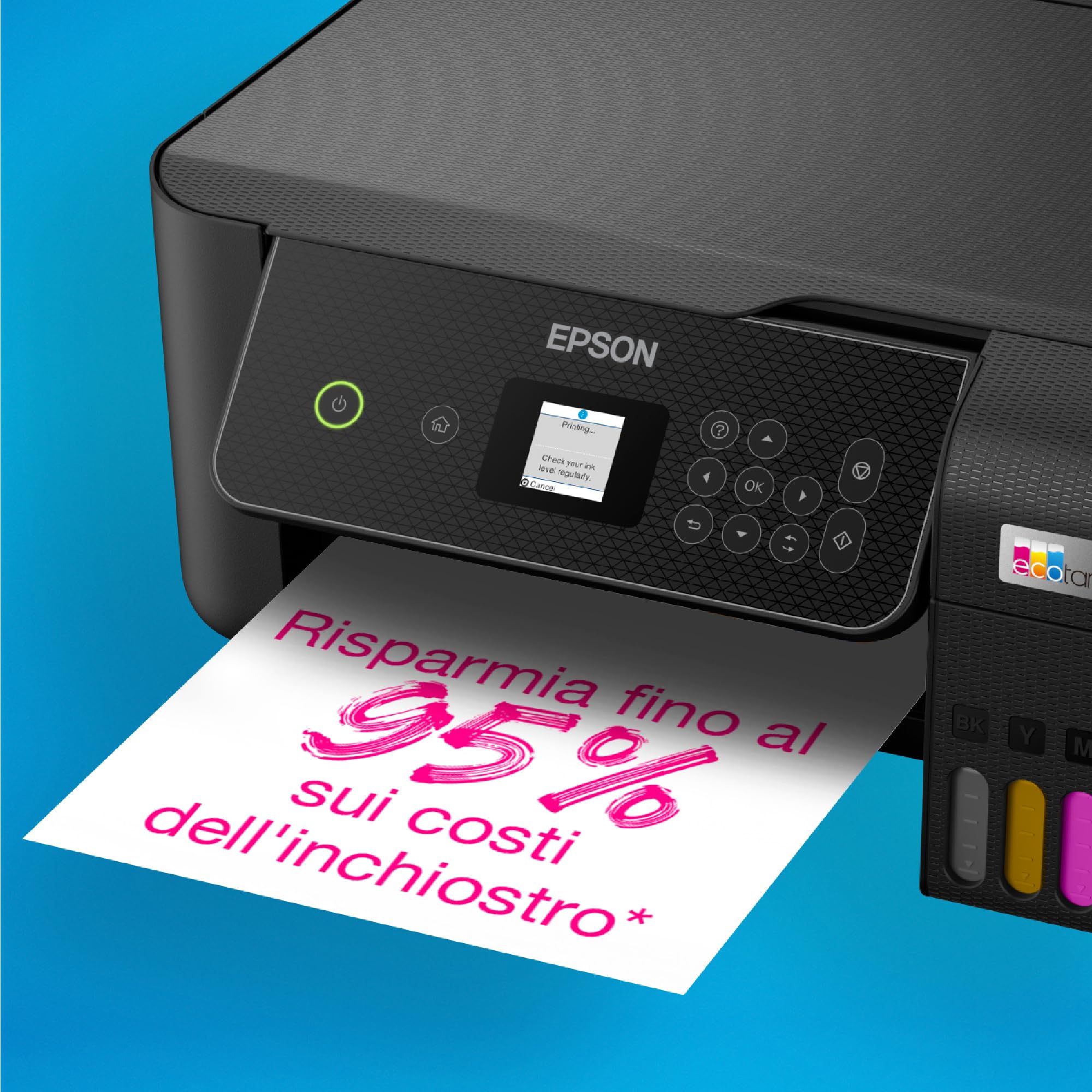 Epson EcoTank ET-2870 Stampante con Serbatoi D'inchiostro Wi-Fi A4 Stampa Copia Scansione LCD 3.7 cm 3 Anni Inchiostro Inclusi