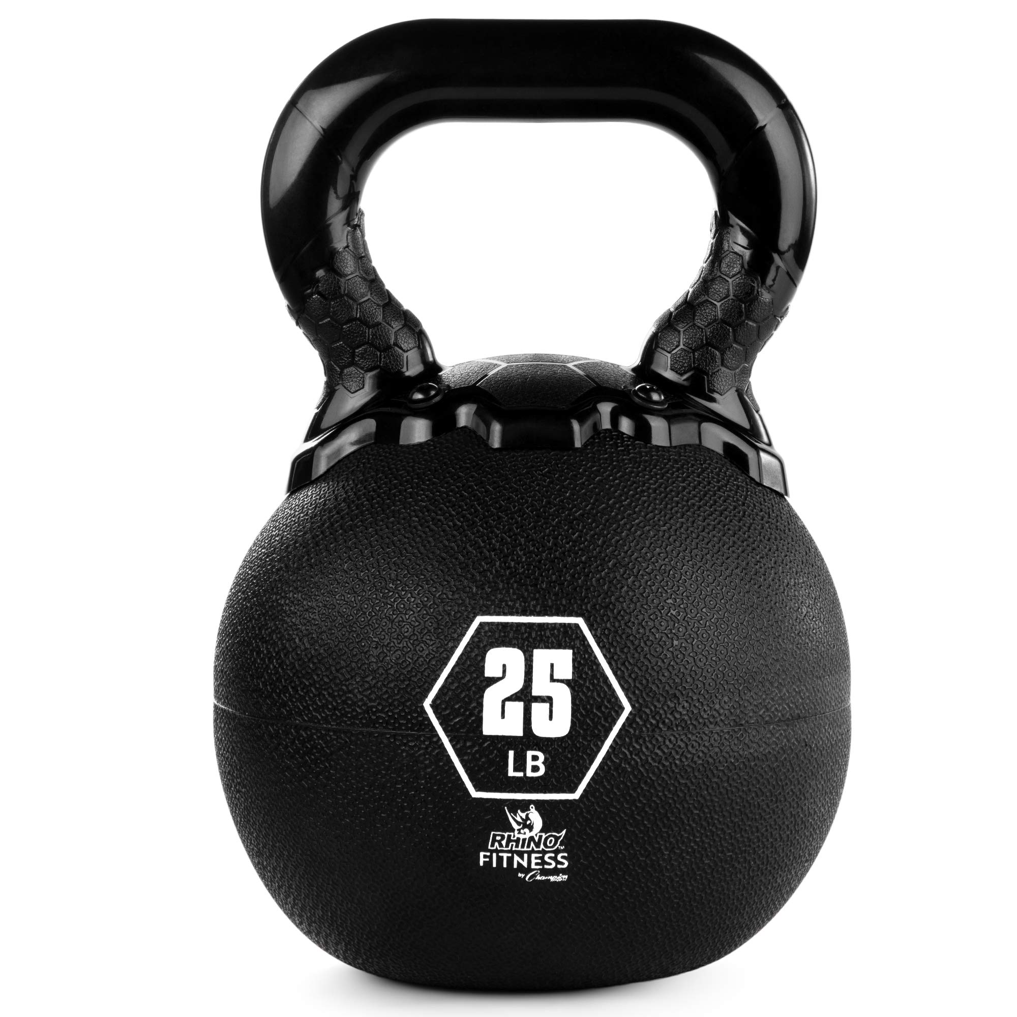 Champion SportsRhino Kettlebell Rubber Weights, Black - Premium Strength Training Equipment - Multiple Weights