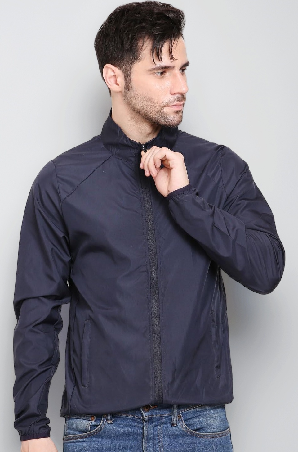 Scott International Men's Polyester Standard Length Dry Jacket Navy Blue Large