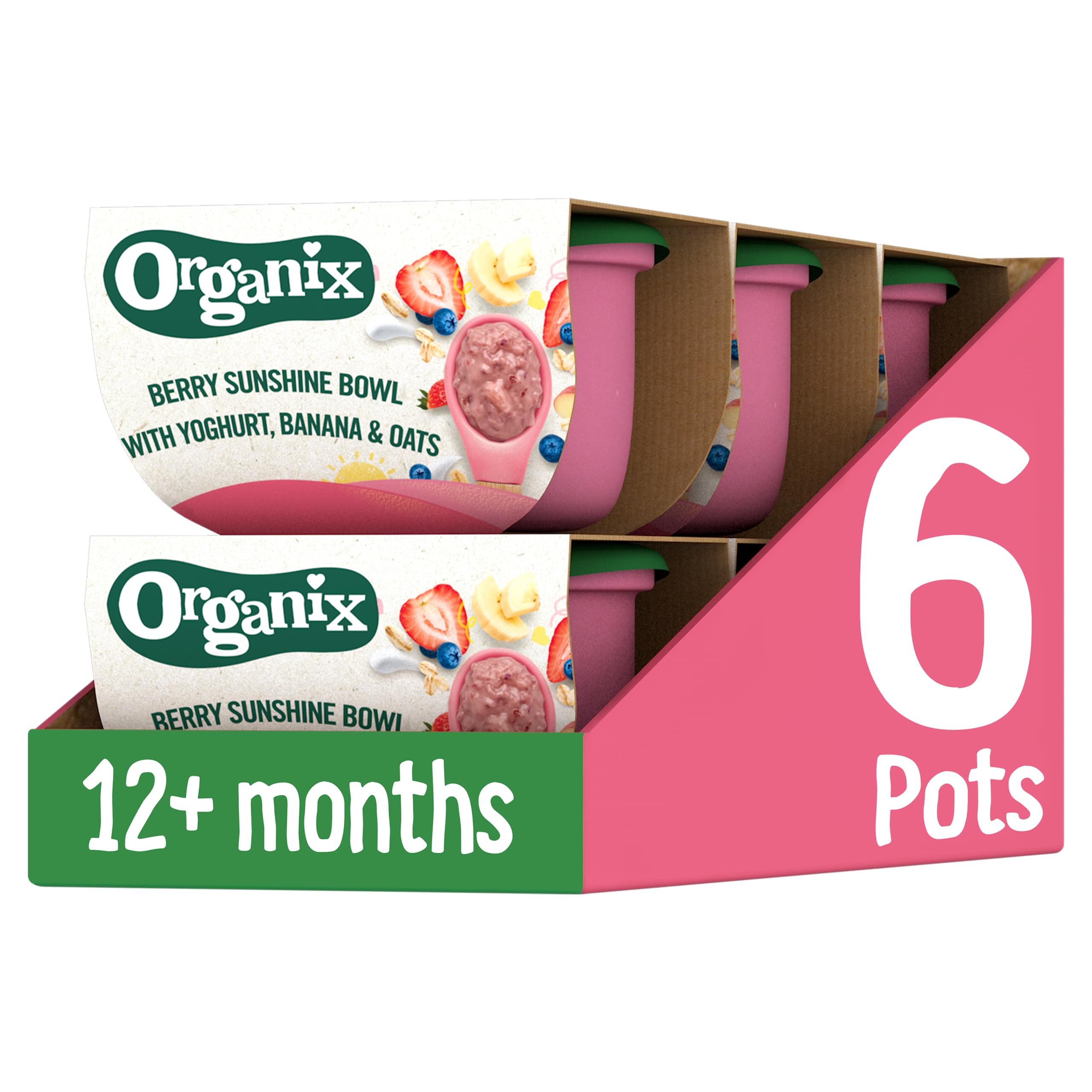 Organix Berry Sunshine Bowl with Yoghurt, Banana & Oats 12+ Months 120g (Pack of 6)