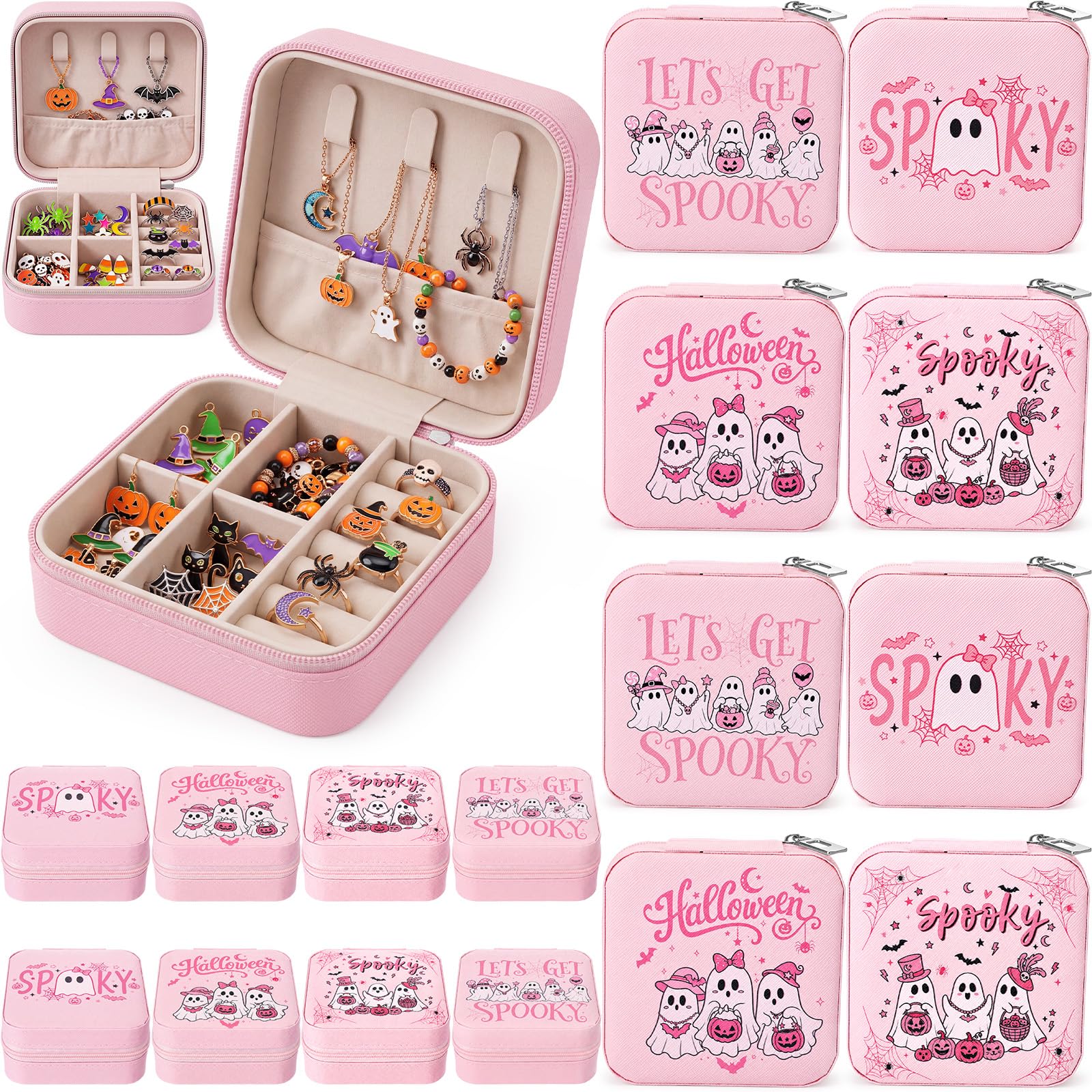 Tondiamo 12 pz rosa mini scatola di gioielli di Halloween Bulk Spooky