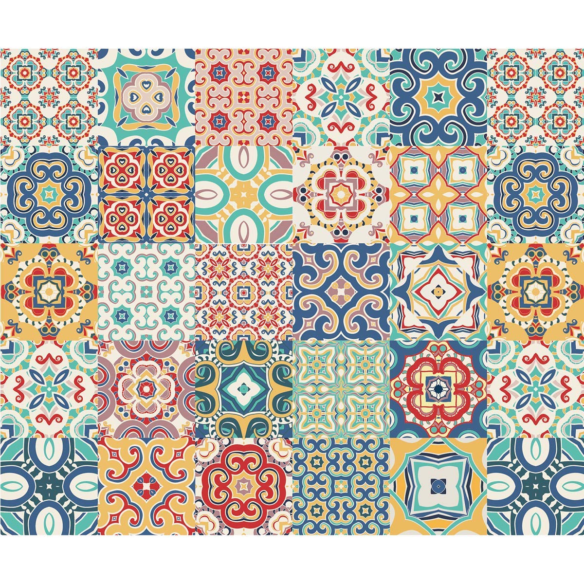 Ambiance Sticker Adesivi Murali per Mobili da Tavola, Adesivi Decorativi per Camere da Letto e Armadi Célistino - 24 Piastrelle Adesive 10 x 10 cm