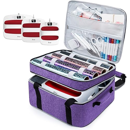 Double-Layer Carrying Case Compatible with Crict EasyPress 2 12"x10" and 9"x9" Heat Press Machine,for Htvrot Heat Press Easy Press Bag with Pocket for Crict Accessories, Crict Easy Press Mat
