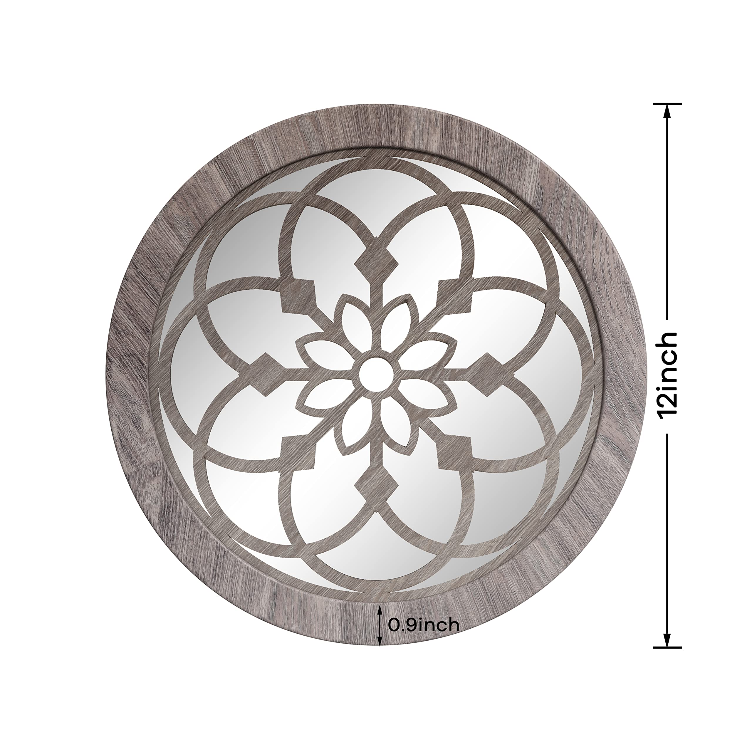 YOAYO Wall Mirrors Decorative Living Room, Round Window Mirrors for Wall Decor, 2PCS Small Decorative Wall Mirror, Rustic Farmhouse Wall Mirrors Set, Accent Entryway Wall Mounted Mirror Decor 12"