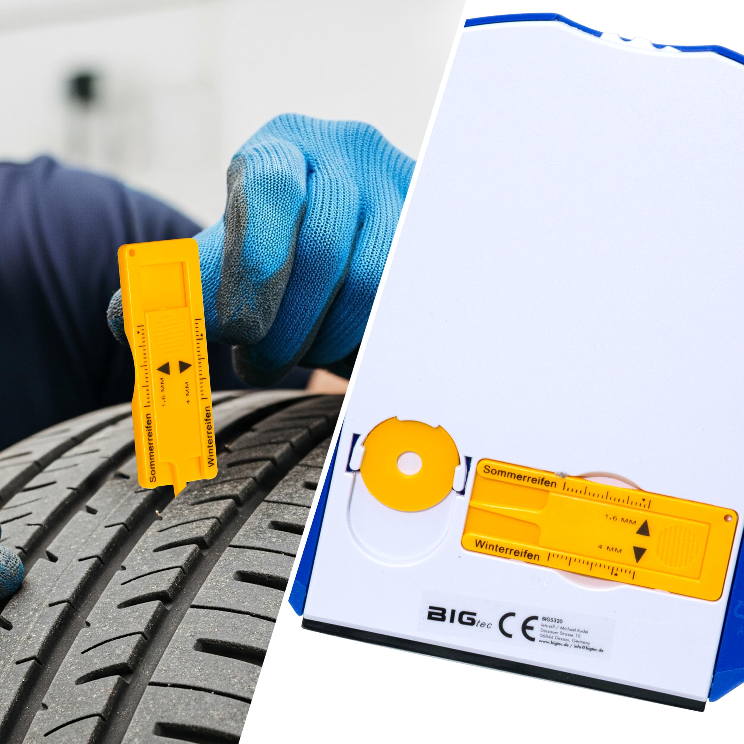 BIGtec Disco de Aparcamiento para Auto con rasqueta de Hielo, raspador de Escritura, medidor de Perfil de neumático, ficha para el Carro de la Compra, Goma, ficha para el Carro de la Compra, rasqueta