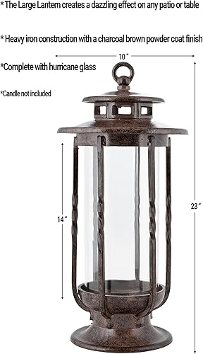 Miniatura 5 de H Potter LinternaHuracán, Hierro, Marrón Charcoal, L, 0 volts