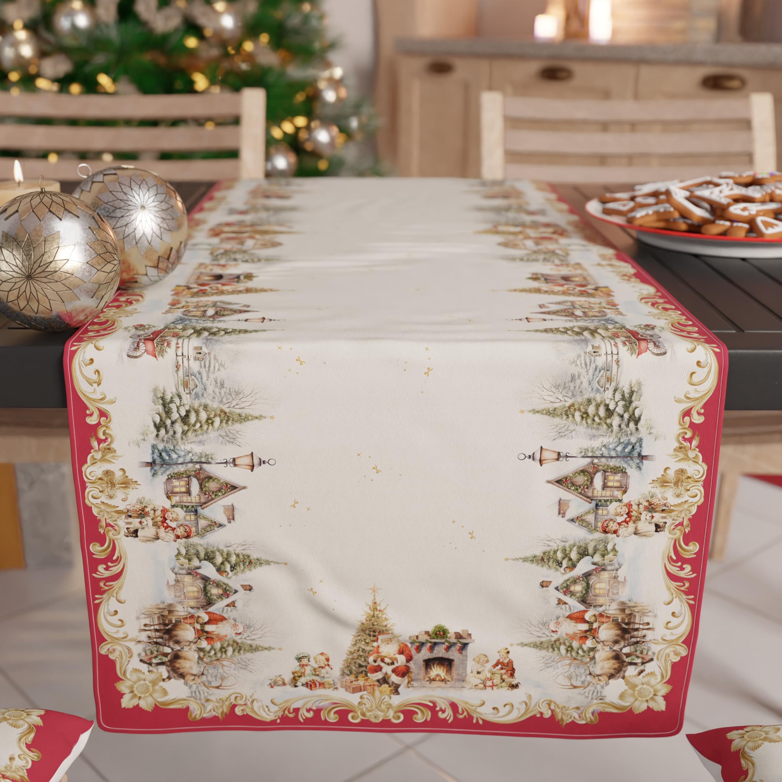 PETTI Artigiani Italiani - Camino de Mesa Navideño 140x40 cm, Camino de Mesa Navidad para Cocina, Decoración Navideña para Mesa, Camino de Mesa Elegante Tartan, 100% — view 72