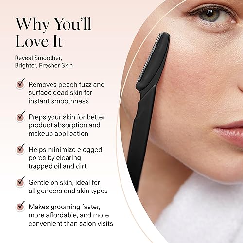 Miniatura 35 de Kitsch Dermaplane - Maquinilla de afeitar facial para mujeres y hombres, recortadora de cejas y afeitadora facial, herramienta exfoliante para el