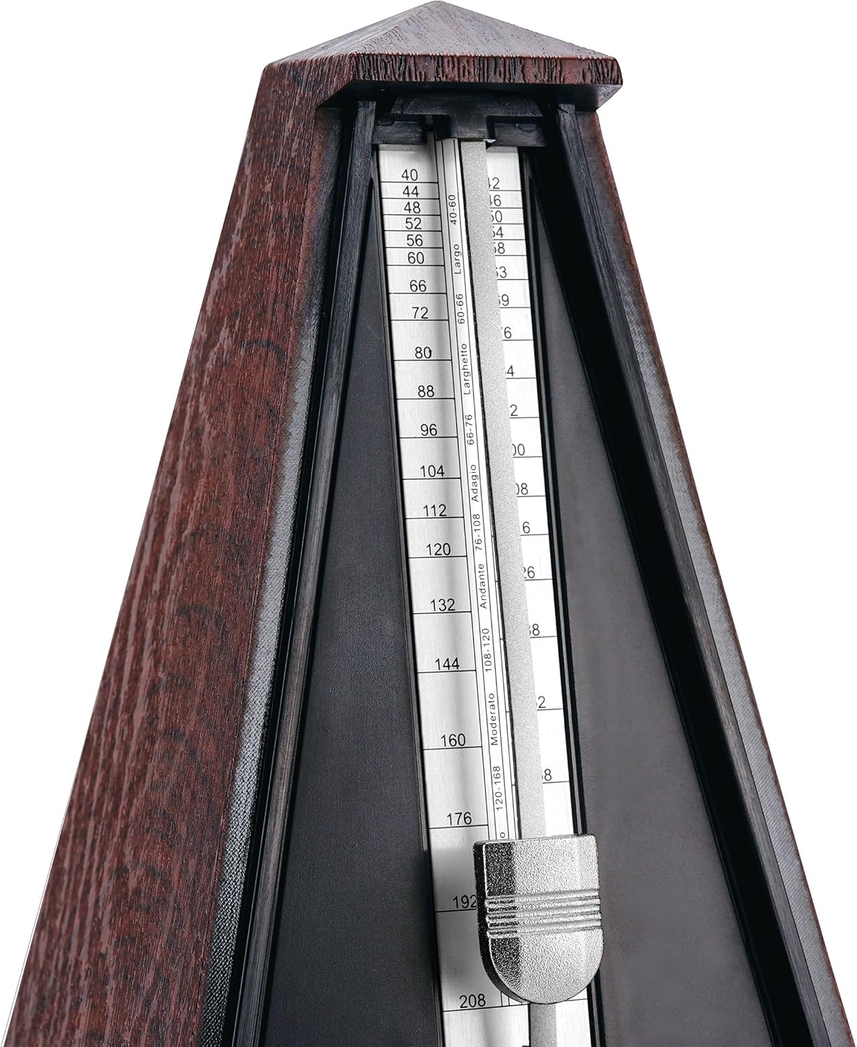 Sondery Classic Mechanical Metronome with Bell for Piano Guitar Drum Violin Saxophone All Instruments, Tempo Range 40-208bpm, Beats 02346, Black Wood Grain ABS Case with Comfortable Click Sound