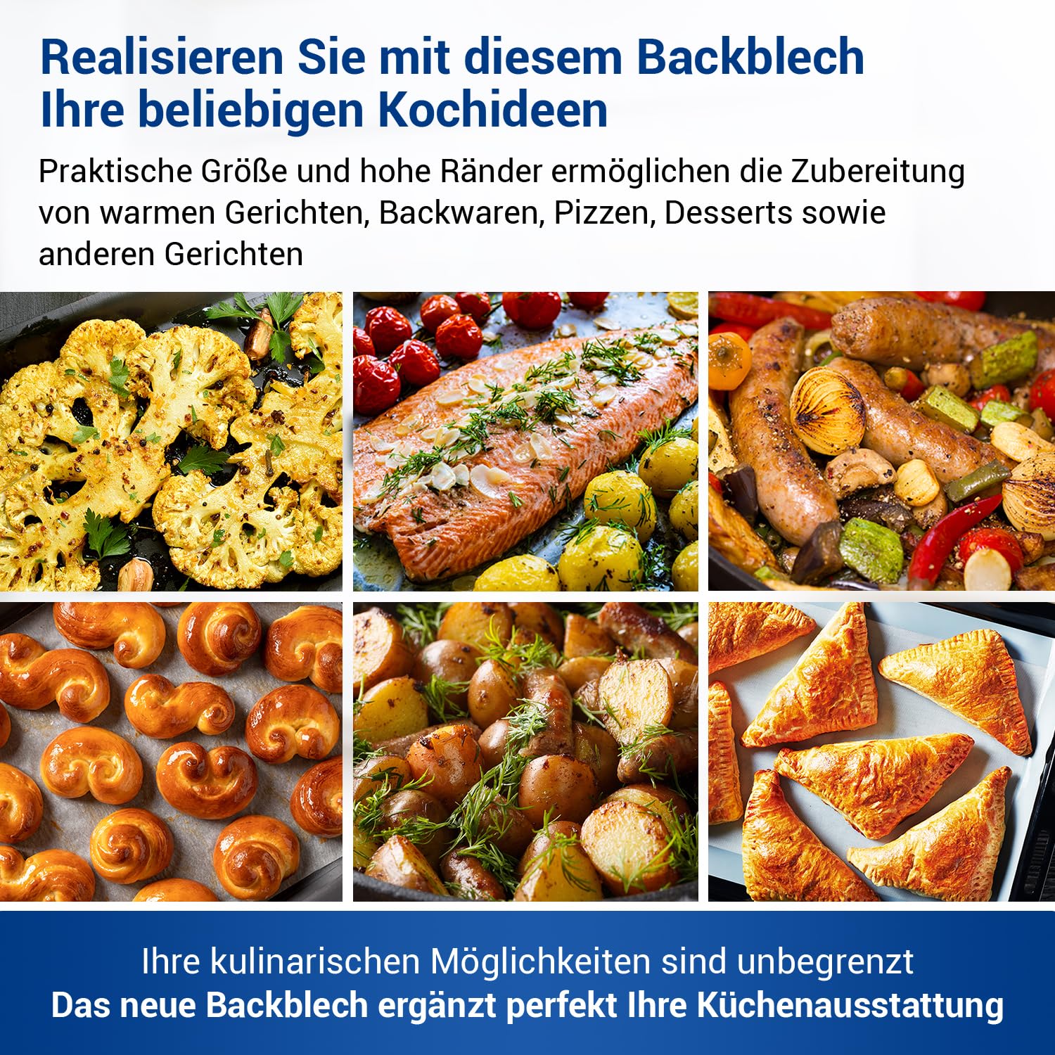 VIOKS 2x Tiefes Backblech 465x375 Ofen Ersatz für Bosch Siеmens 00662999 | Blech Emailliert, Oven Tray, Ofenbleche für Backofen Herd