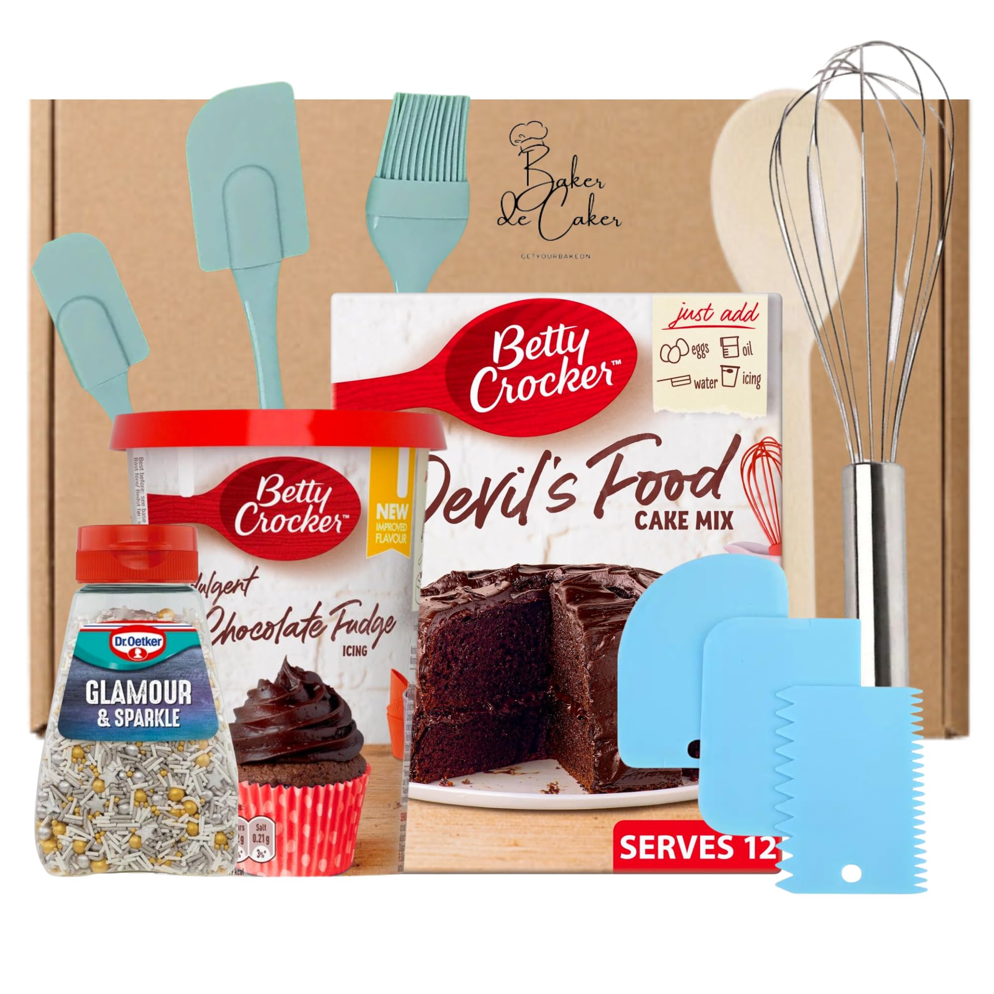 Chocolate Cake Making Kit Bundle With Betty Crocker Cake Mix, Chocolate ...
