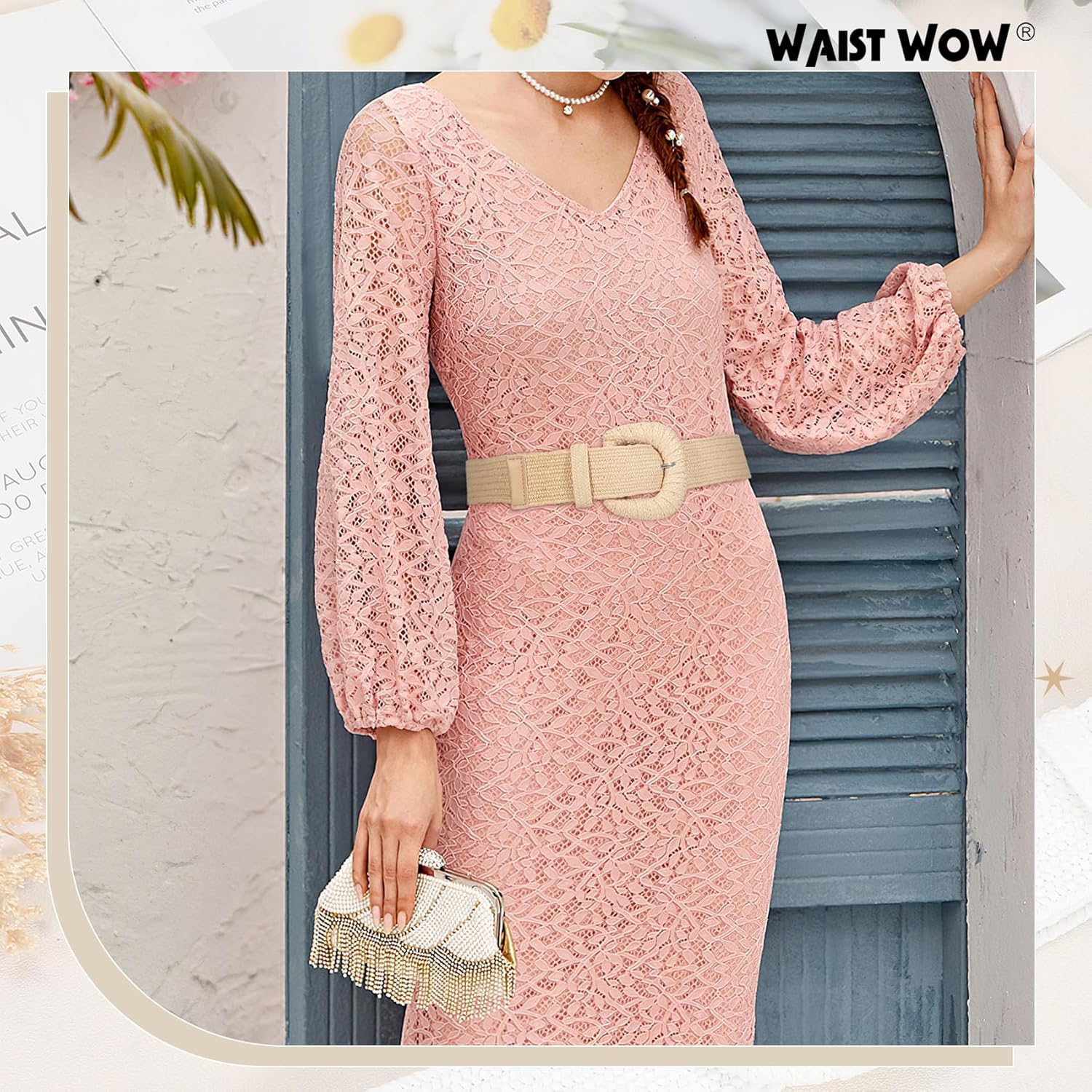 Straw Woven Elastic Belt for Women Stretchy Belts for Dress Fashion Boho Waist Belt Rattan Raffia Ladies Belts - Image 4