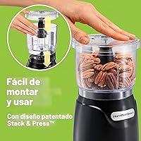 Vista 2 de Hamilton Beach - Picador de verduras eléctrico y mini procesador de alimentos, 3 tazas, 350 vatios, para picar, cortar y hacer puré, negro (72850)
