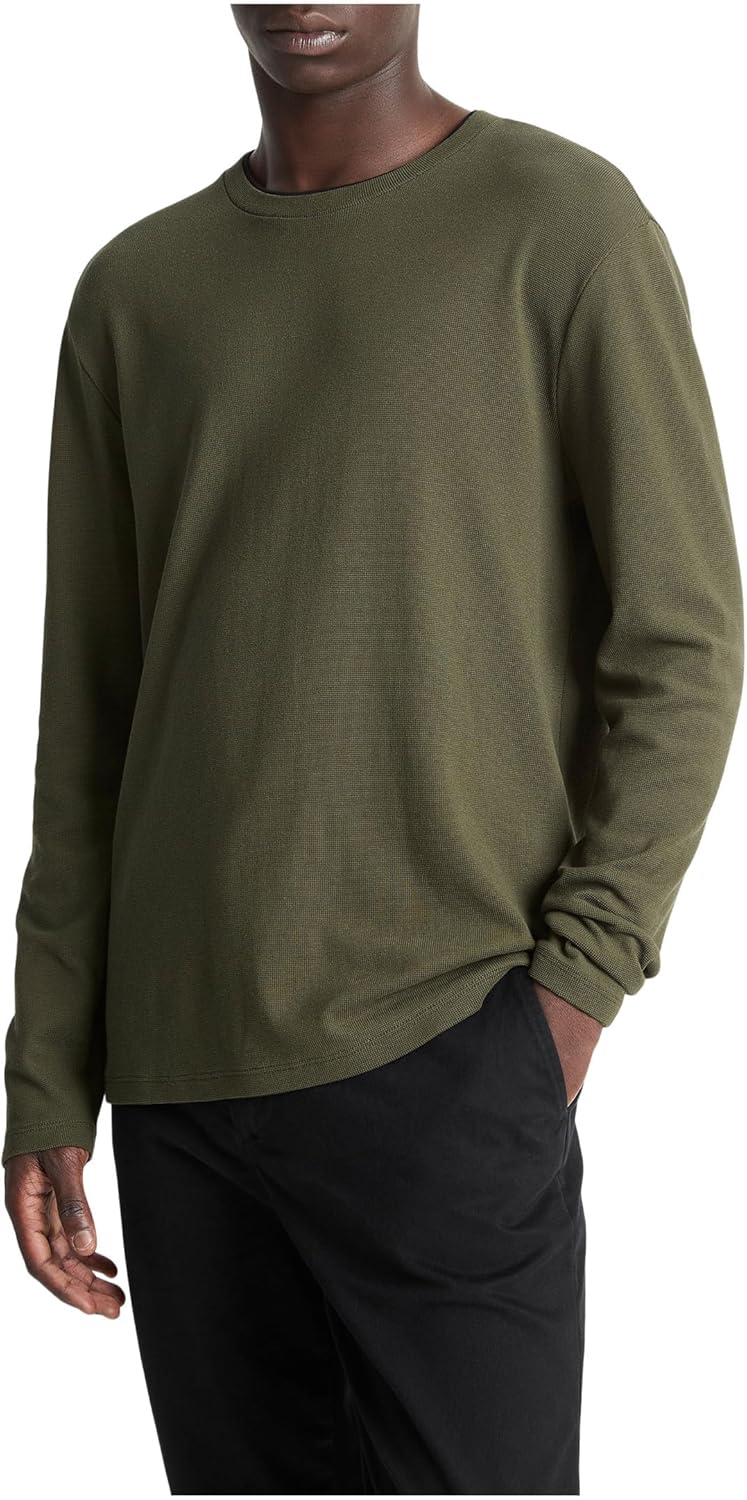 Vince mens Microwaffle Double Collar L/S Crew