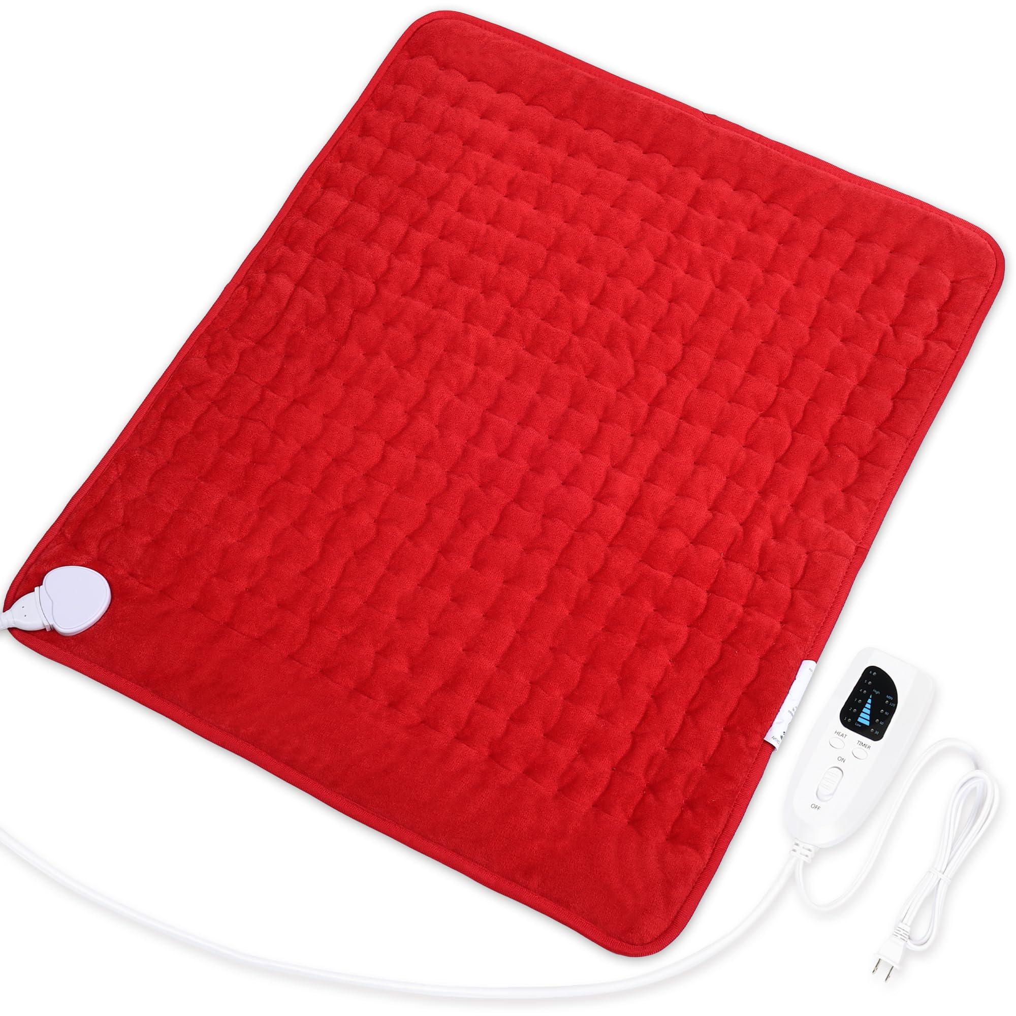 Deepsoon Red Electric Heating Pad for Back, Neck, Abdomen, Legs (24x20 Inch) | Fast Heat & Auto Shut Off - main product image