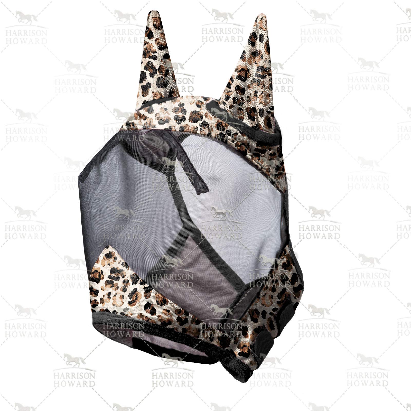 Harrison Howard LumiVista Horse Fly Mask Standard with Ears UV Protection for Horse-Leopard Print(M; Cob) - Image 2