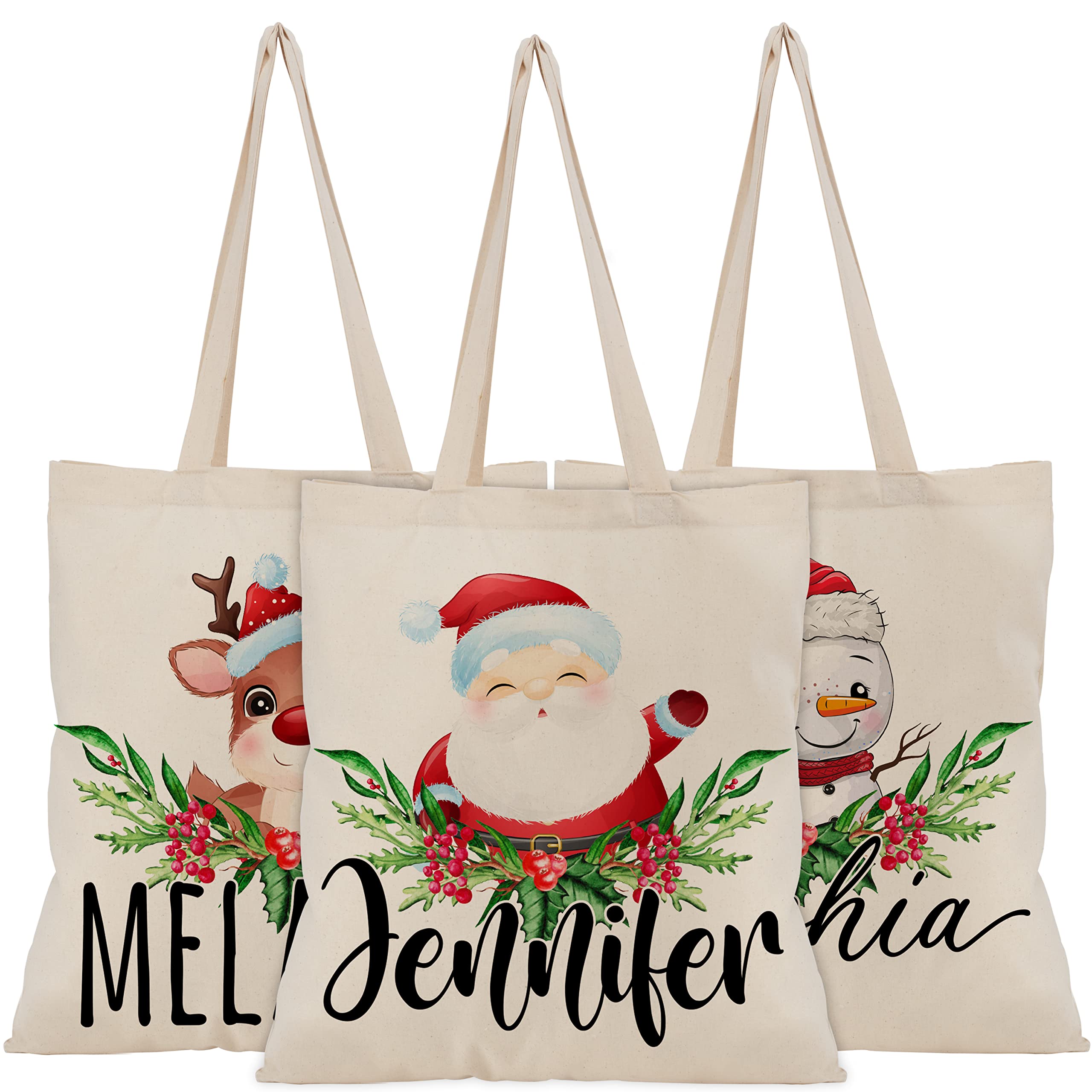 Zexpa Apparel Personalized Christmas Tote Bags w/Name, Custom Xmas/Noel Totes Bag Gifts