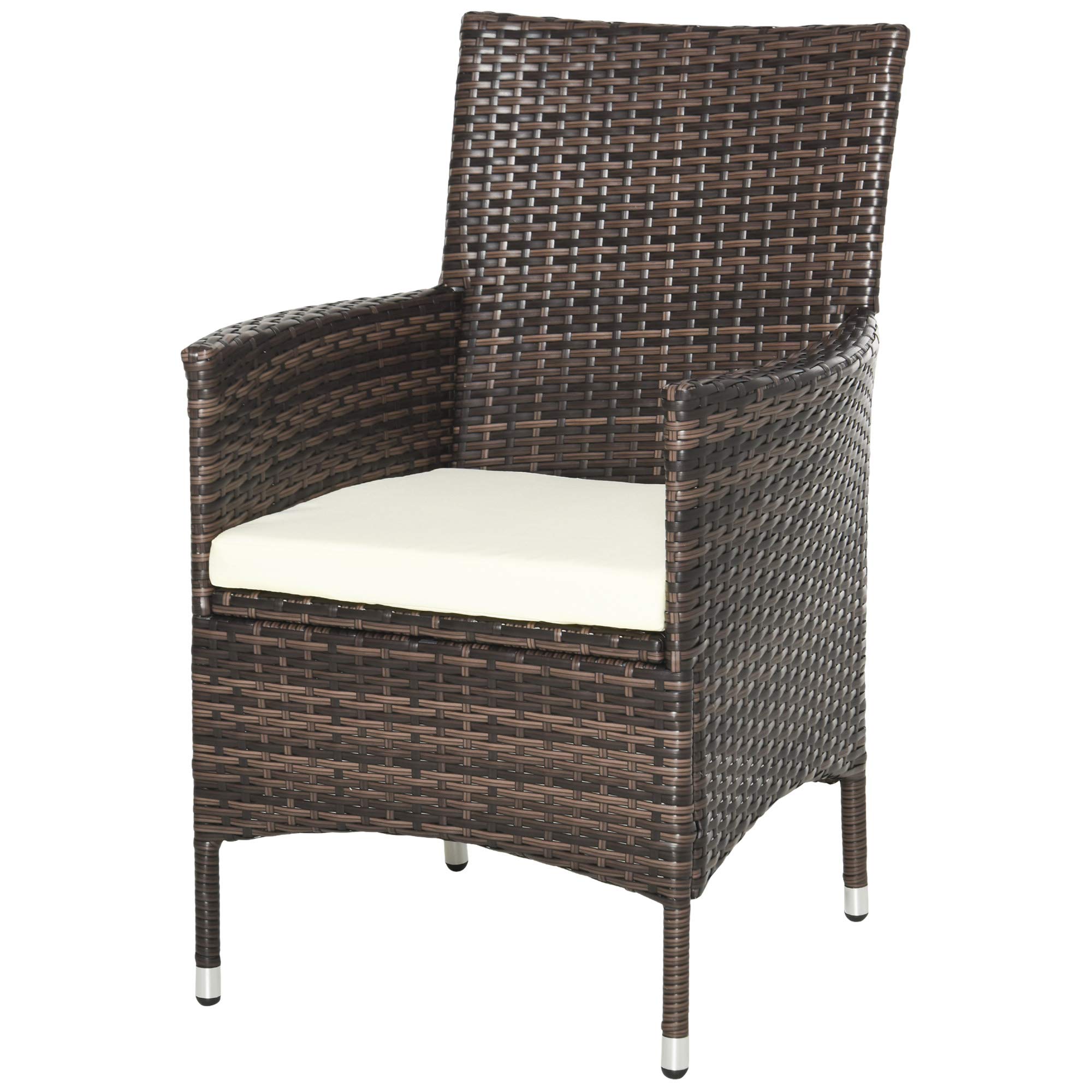 Outsunny Set Mobili da Giardino Rattan Set Arredamento Giardino 3pz Tavolo con 2 Sedie con Cuscini Marrone